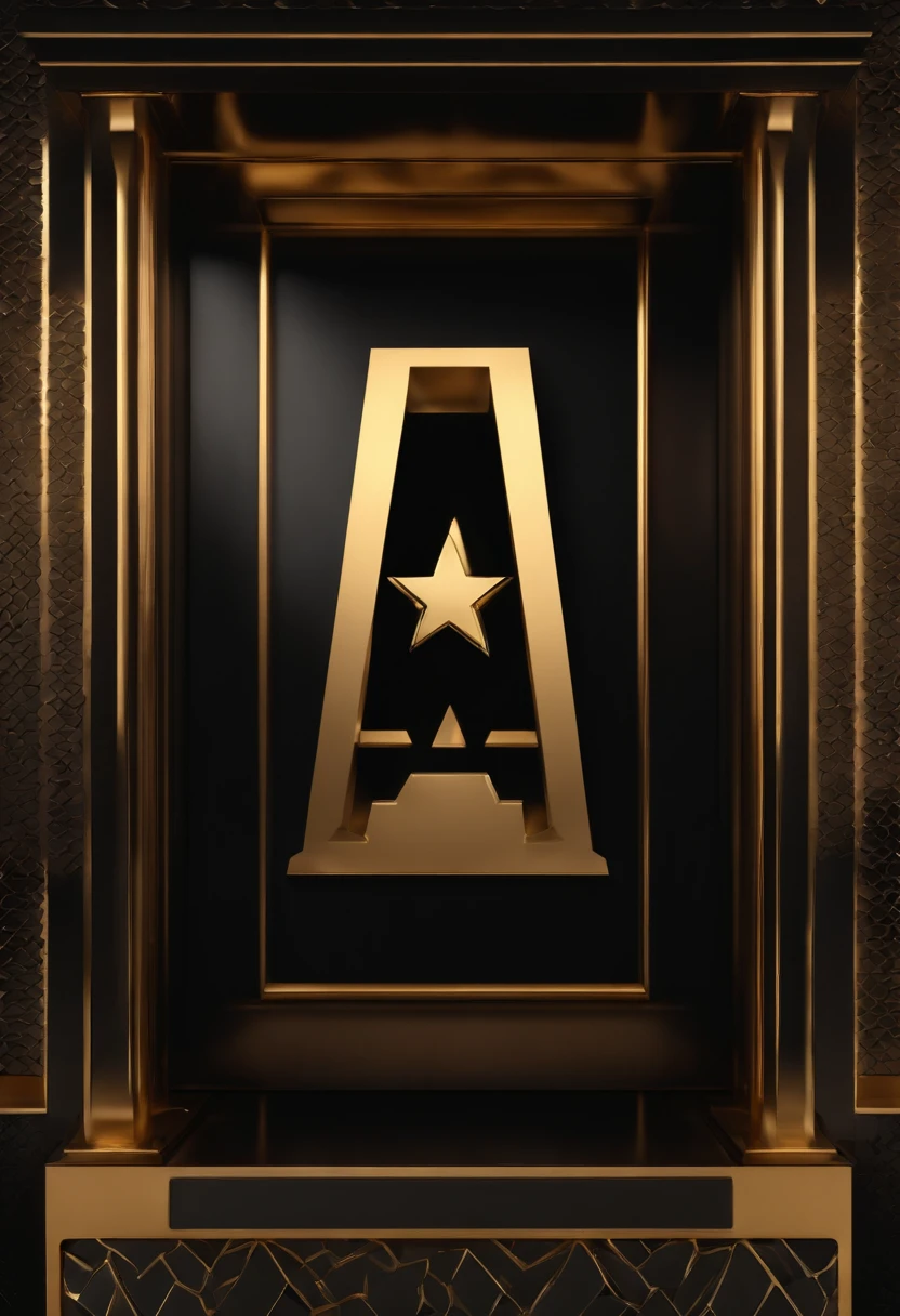 Generate an Oscar award style black box, with the letters MM in gold on the top of the box, bring 4K quality.