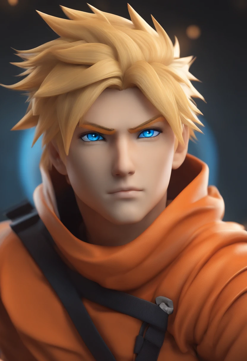 Blonder hair spikey hair blue eyes realistic ninja Naruto orange outfit