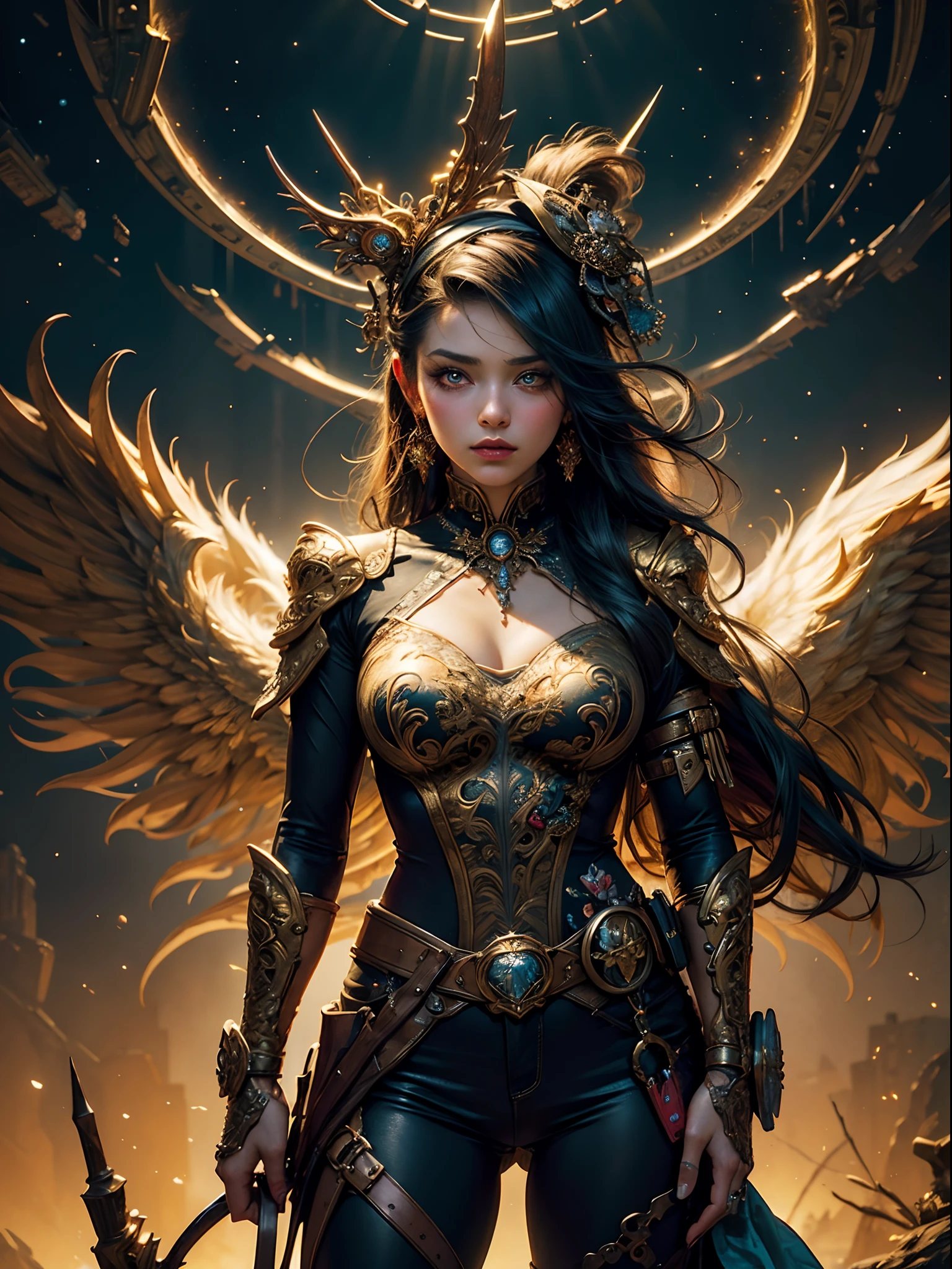 (masterpiece, top quality, best quality, official fantasy art, beautiful and aesthetic:1.2), (1girl), extreme detailed,(fractal art:1.3),colorful,highest detail, cowboy shot.