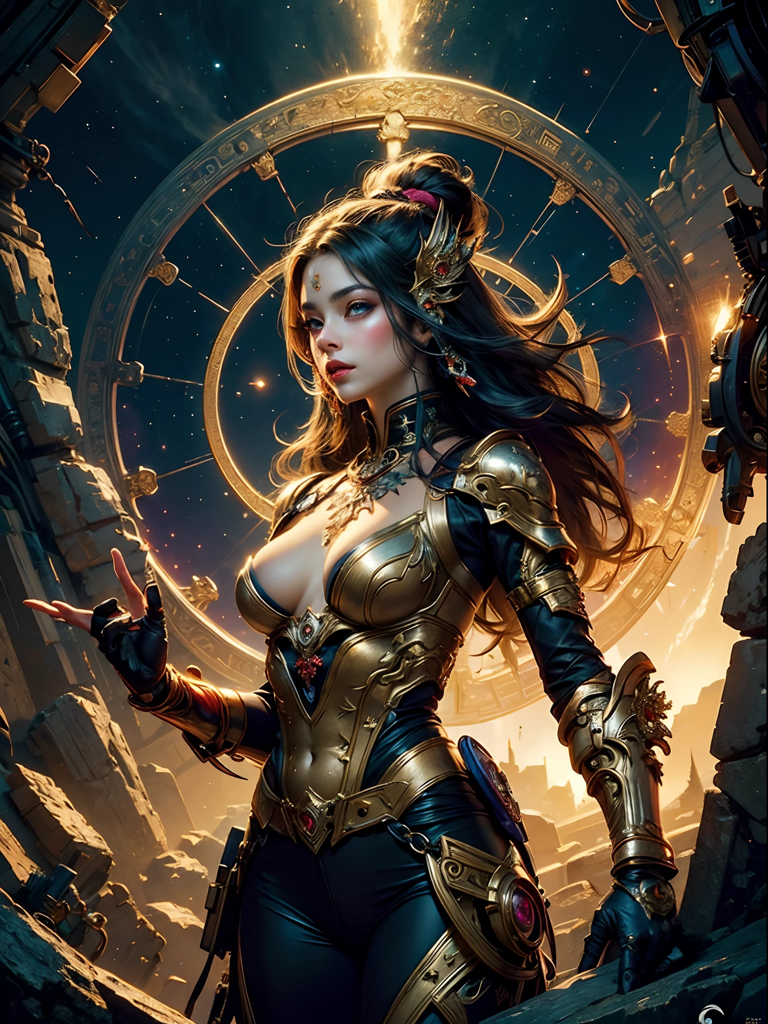 (masterpiece, top quality, best quality, official fantasy art, beautiful and aesthetic:1.2), (1girl), extreme detailed,(fractal art:1.3),colorful,highest detail.