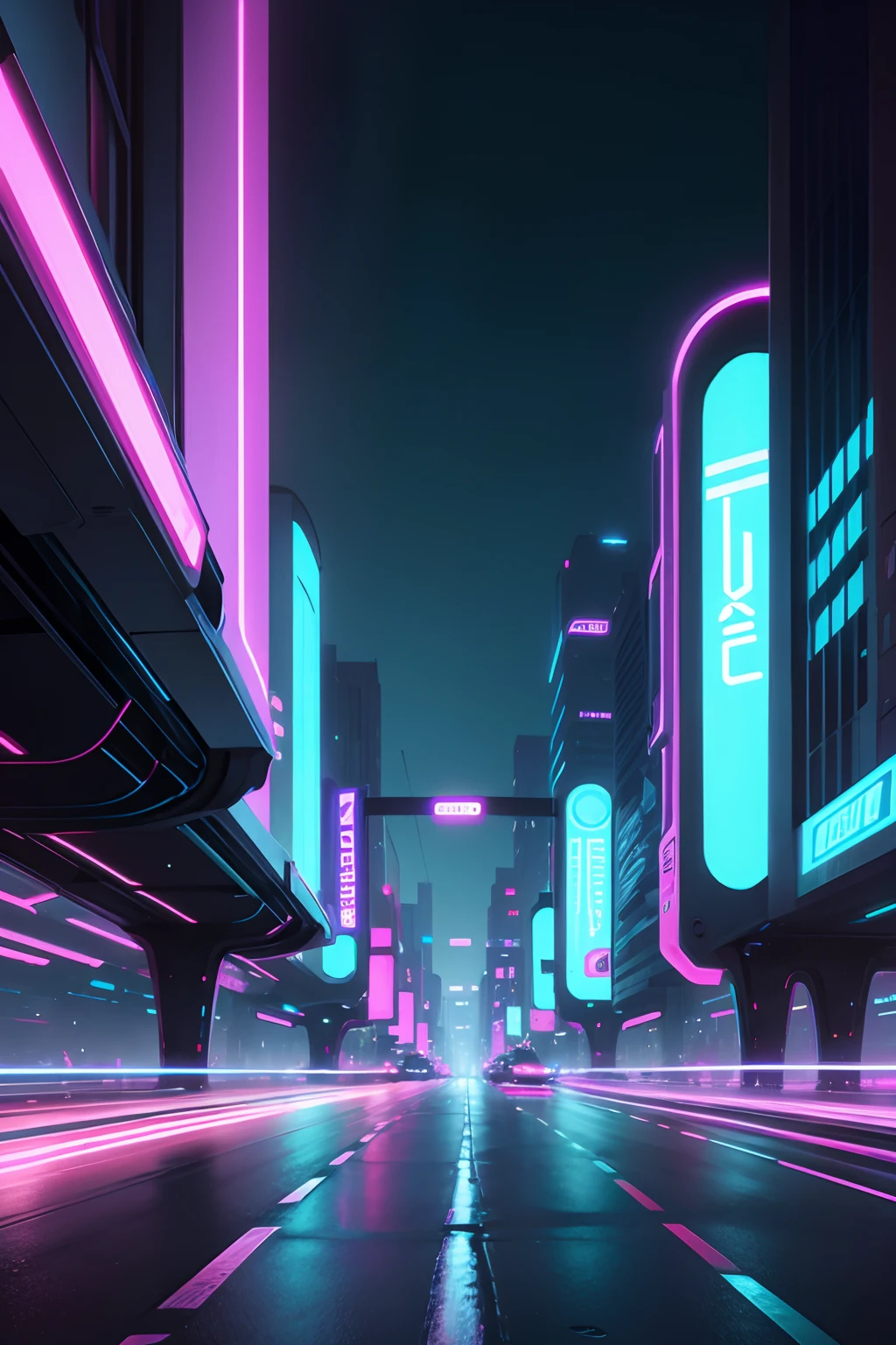 Neon scene, cyber, background, no character, futuristic highway,