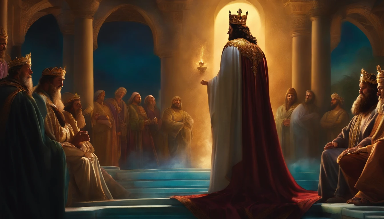Image of King Solomon alone talking to God