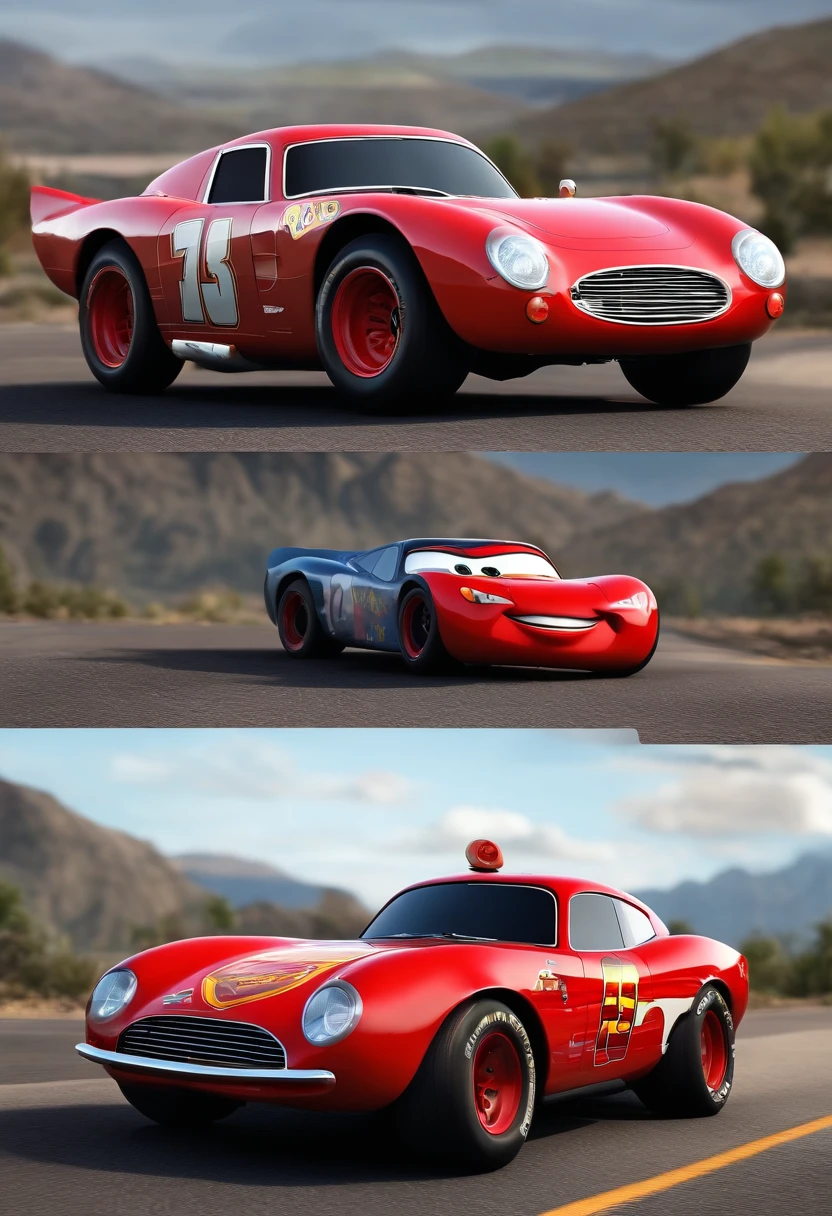 Imagem de um vendedor de carro, cor moreno, barba feita, cabelo preto, camisa preta, Make Movie Background Cars 2 Lightning McQueen, modelo filme Pixar Disney, with title "Seller Militão"