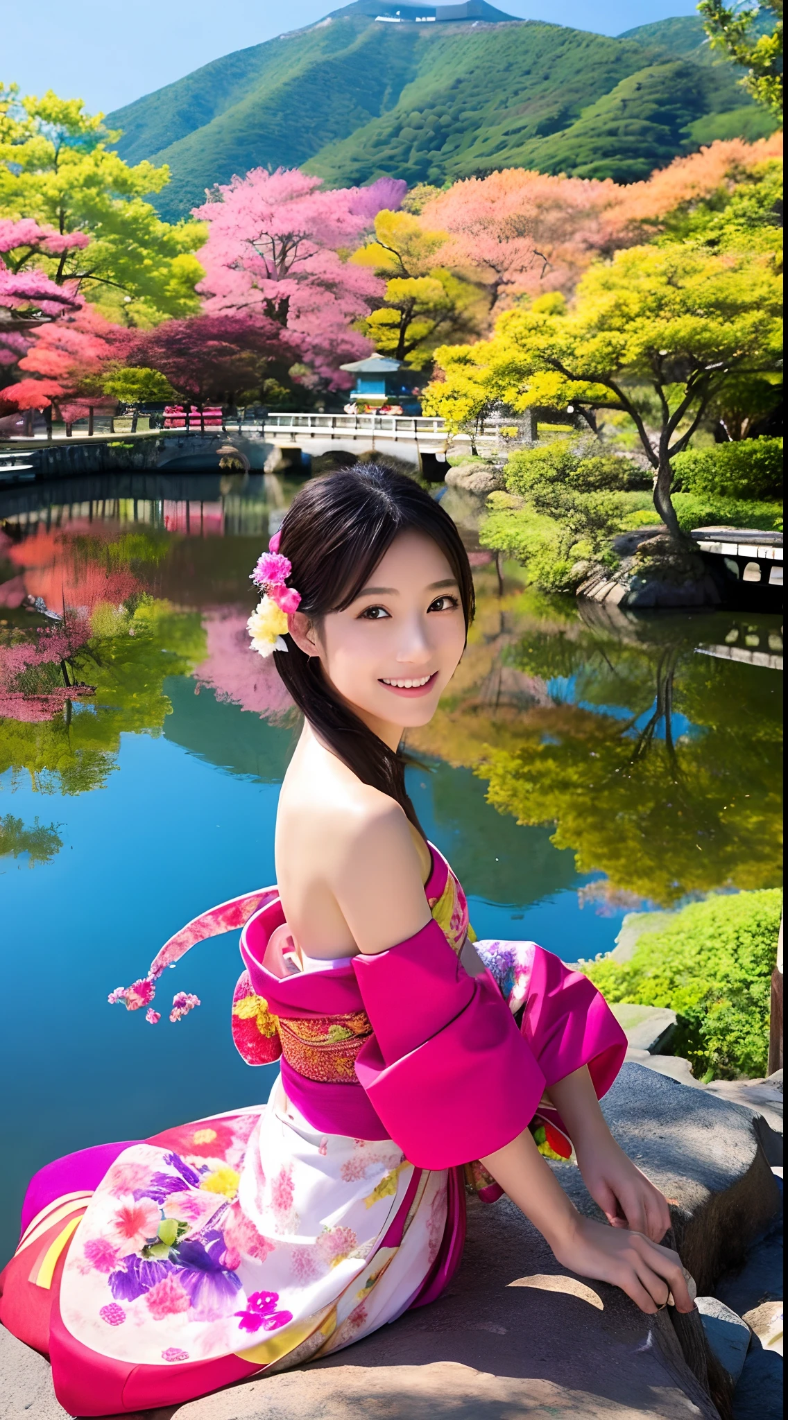 A Japanese style、top-quality、 Beautiful scenery、hiquality、Vivid、colourfull、Beautuful Women