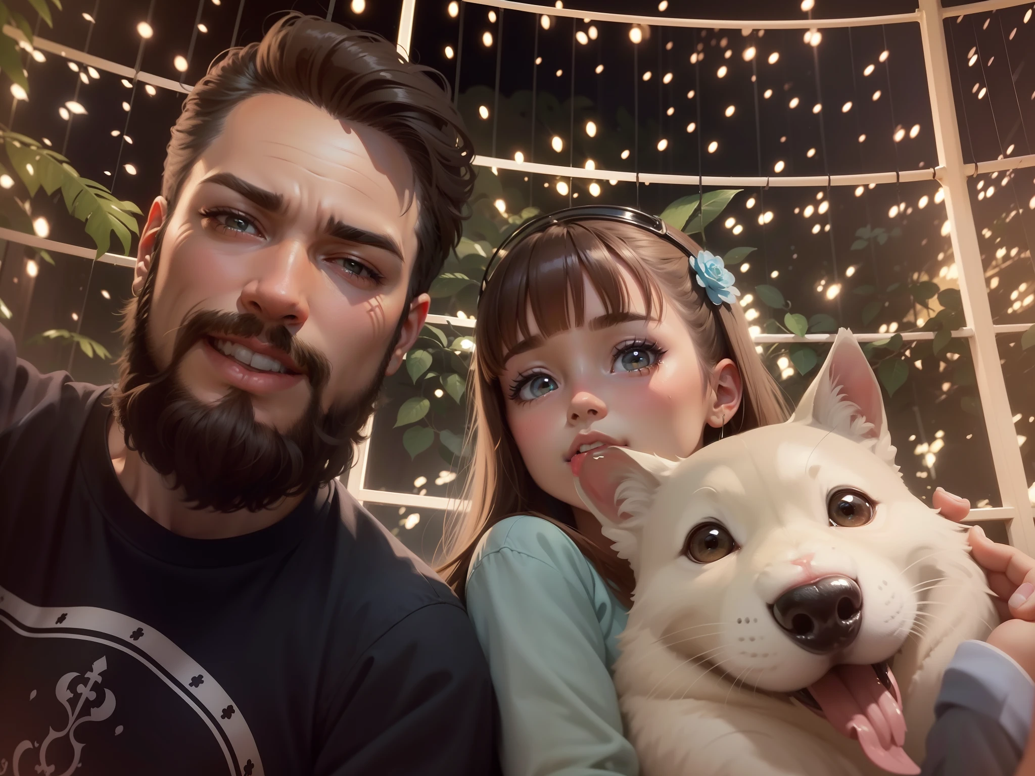 (pintura digital bonito, pintura digital dos desenhos animados, arte de pintura digital dos desenhos animados), (lindo pintura digital, retrato de alta qualidade, Perfect Android girl family), (kawaii retrato realista, family portrait, Happy family, happy birthday), (Portrait of a family of three, stylized digital illustration) e olhos bonitos