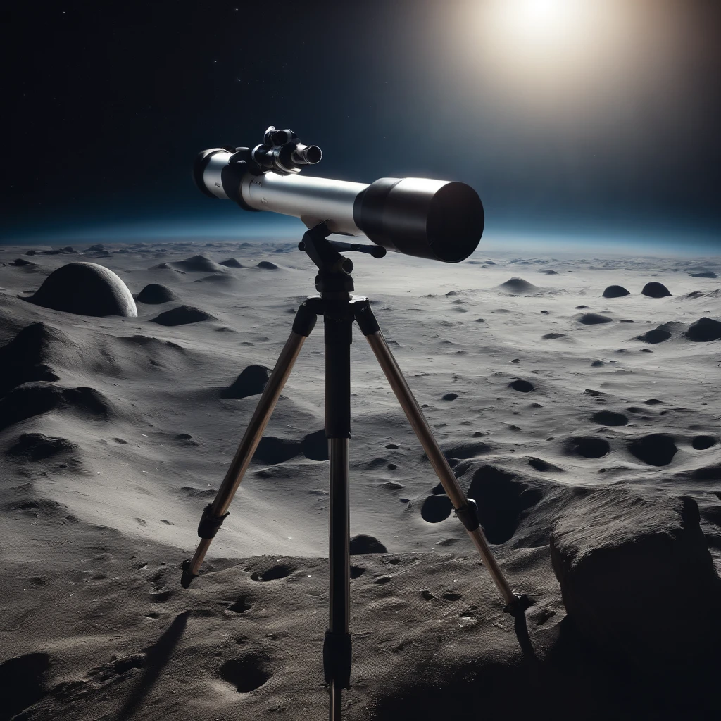 Viewing the Earth from the Moon with a Telescope,clean legs,top-quality,kosmos