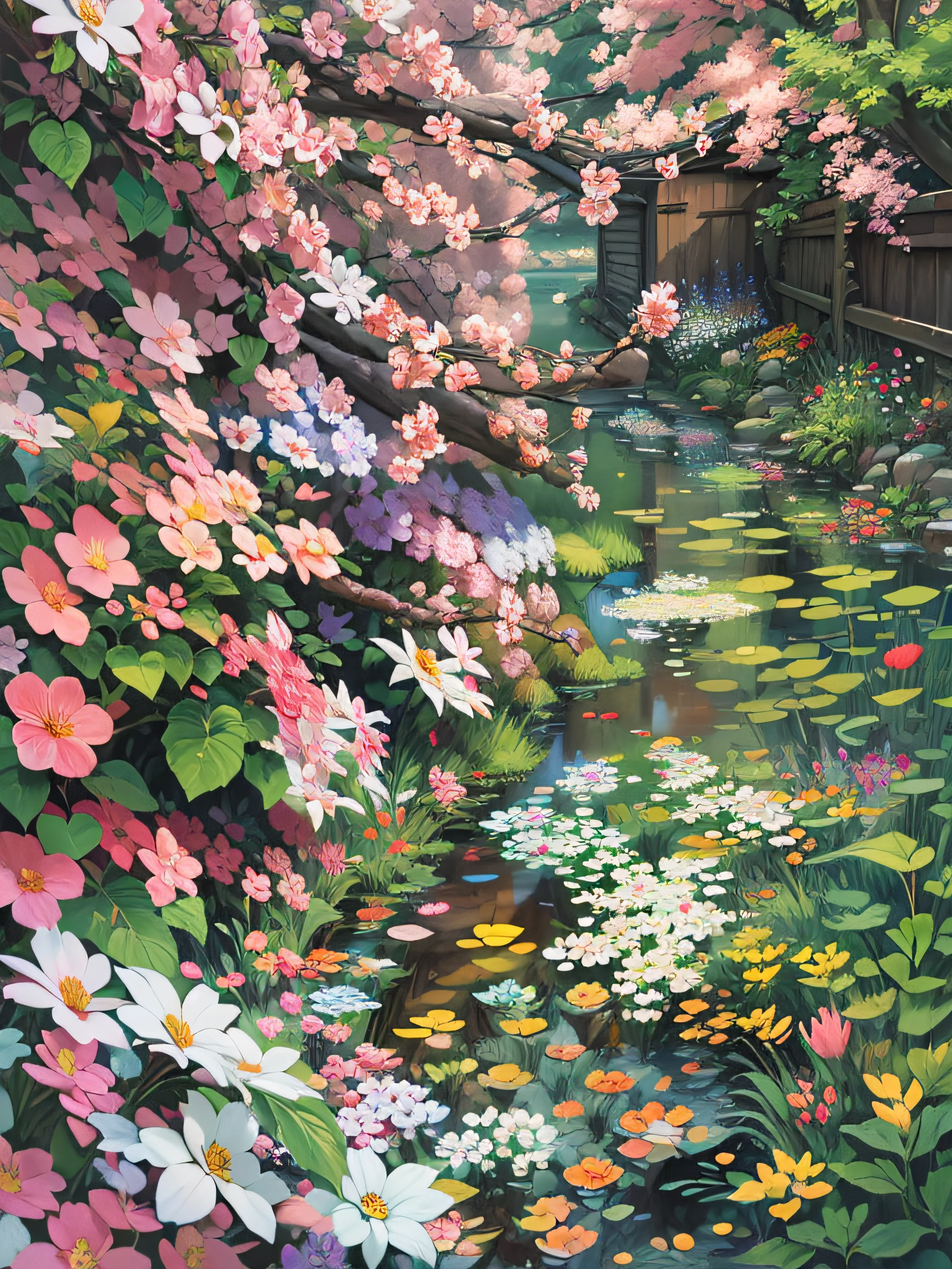 water, leaves, naturem flowers
