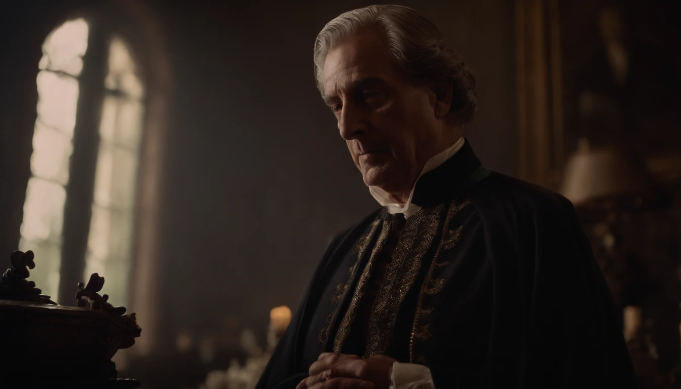 Lord morto, In his mansion, com uma faca no peito