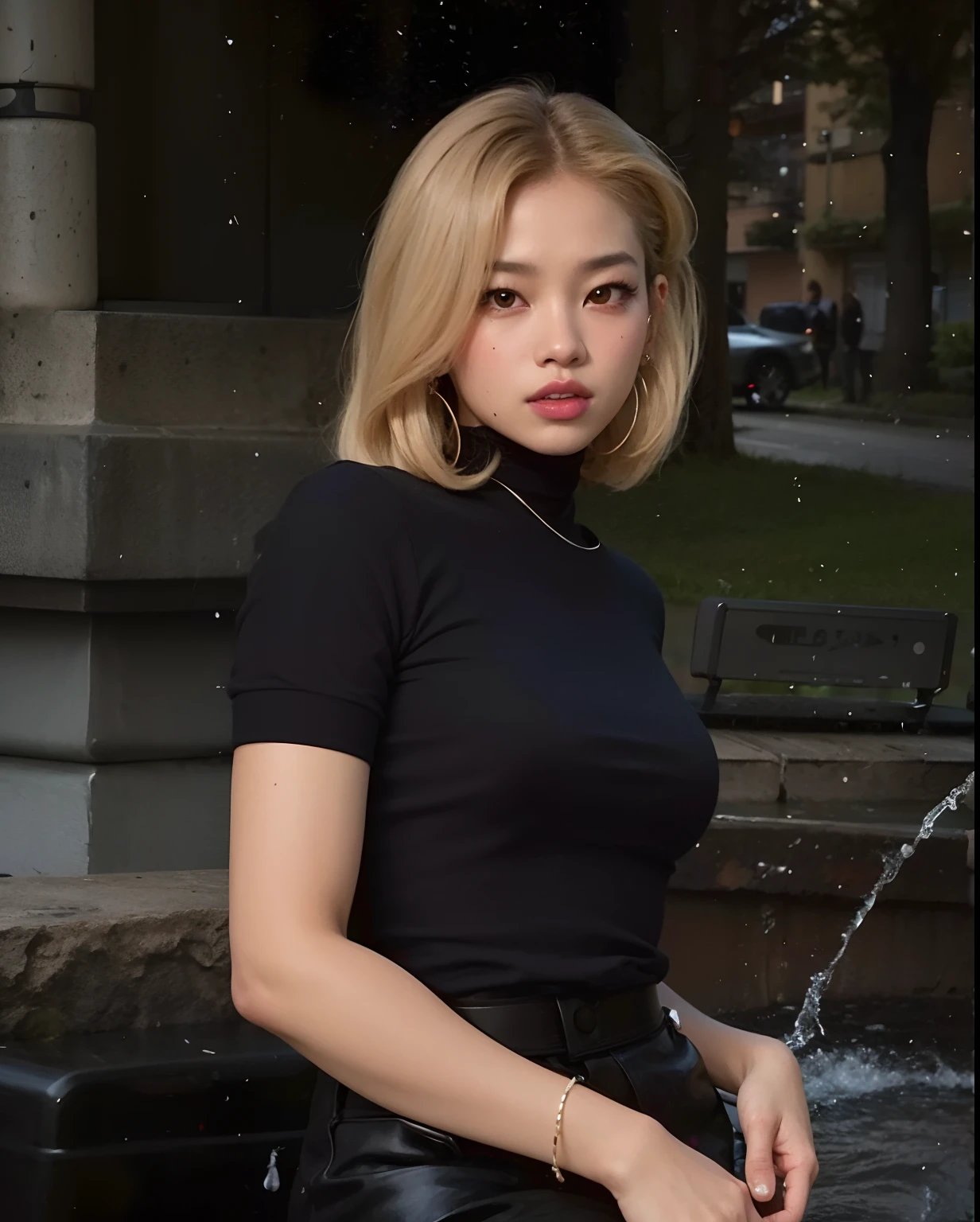 arafed woman sitting in a car with a cell phone in her hand, Jennie Blackpink, Parque Roseanne do Blackpink, jossi do blackpink, she is wearing a black tank top, Heonhwa Choe, usando uma camiseta regata de corte baixo, TaeJune Kim, Casa Yunjoo, linda mulher coreana jovem, Jinyoung Canela, Retrato de Jossi do Blackpink