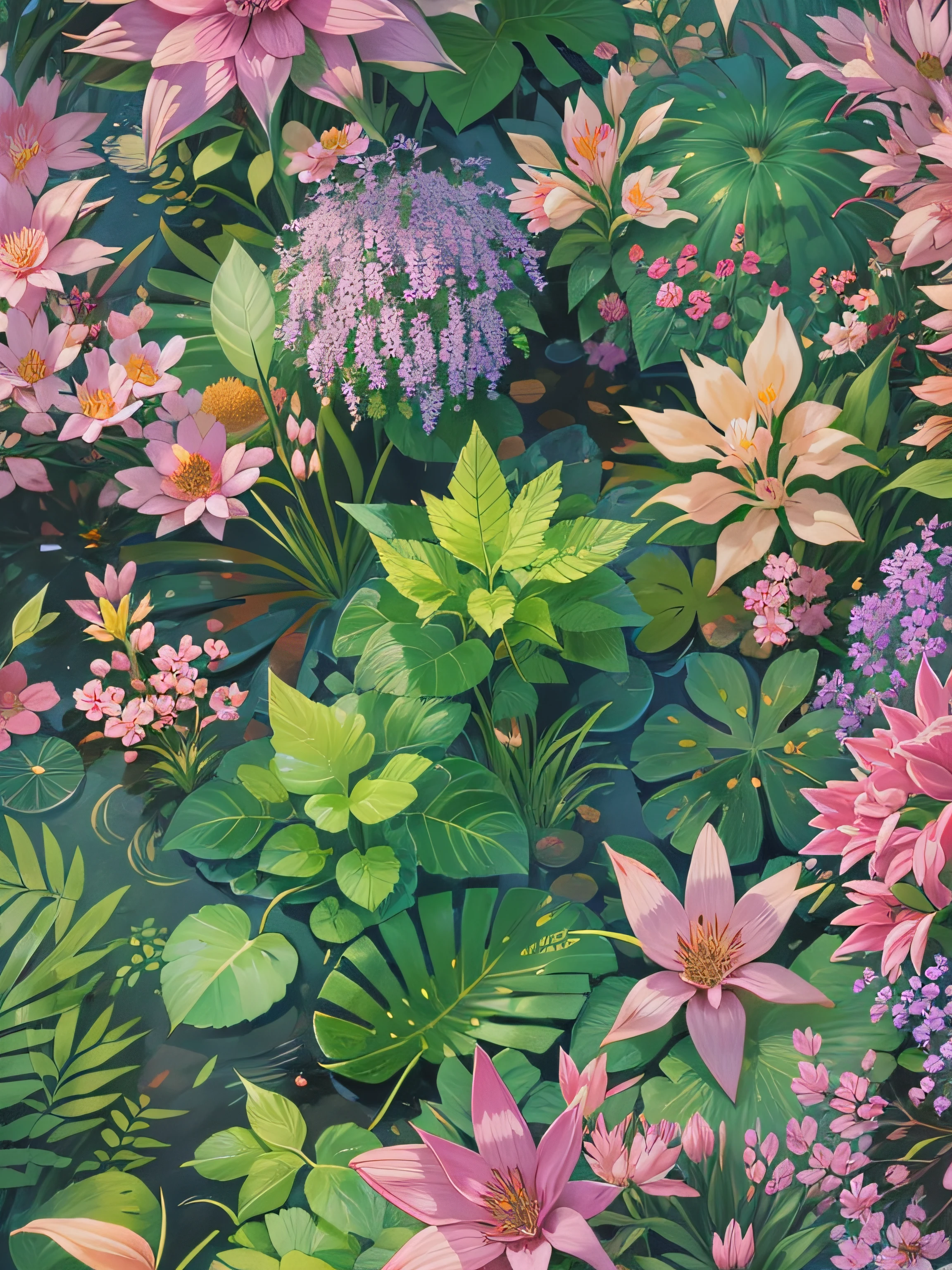 water, leaves, naturem flowers