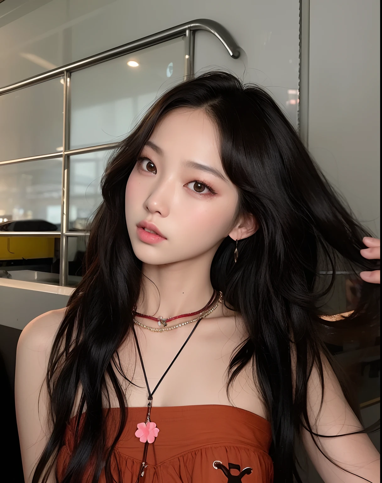 There's a woman standing in front of a bus, ulzzang, Jaeyeon Nam, Jinyoung Shin, Jisoo de Blackpink, Chica coreana, Sun Yunjoo, Jisoo de Blackpink, Retrato Jisoo Blackpink, Retrato de Jossi de Blackpink, Hermosa mujer surcoreana, maquillaje popular de Corea del Sur, Heonhwa Choe, Taejune Kim, Hermosa joven coreana