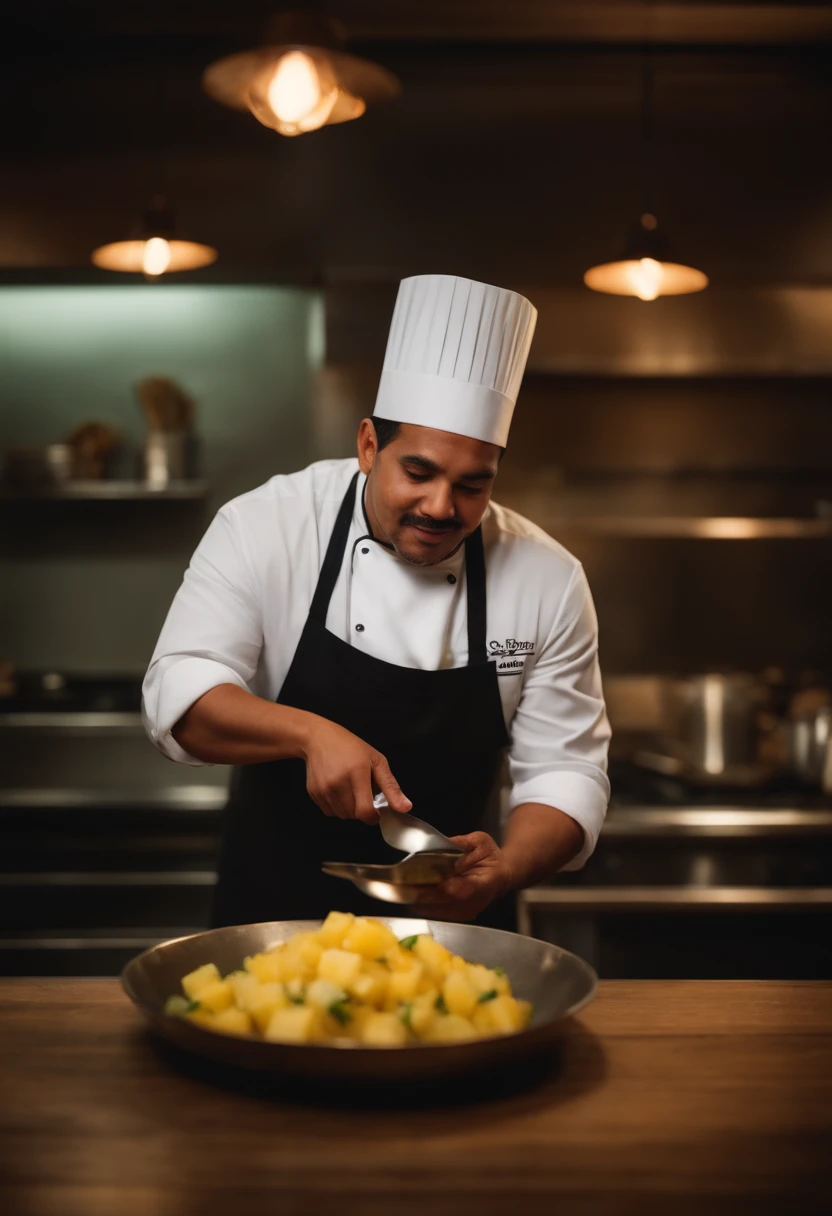 hispanic, chef, offers pineapple salsa, back of house, indonesian kitchen, restaurant