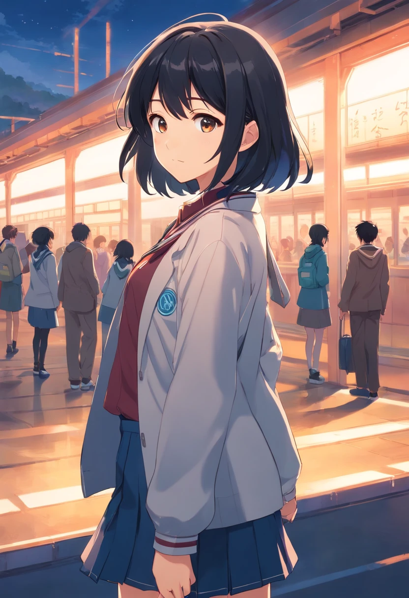 Black Hair Character With School Outfit From Japan Anime Version