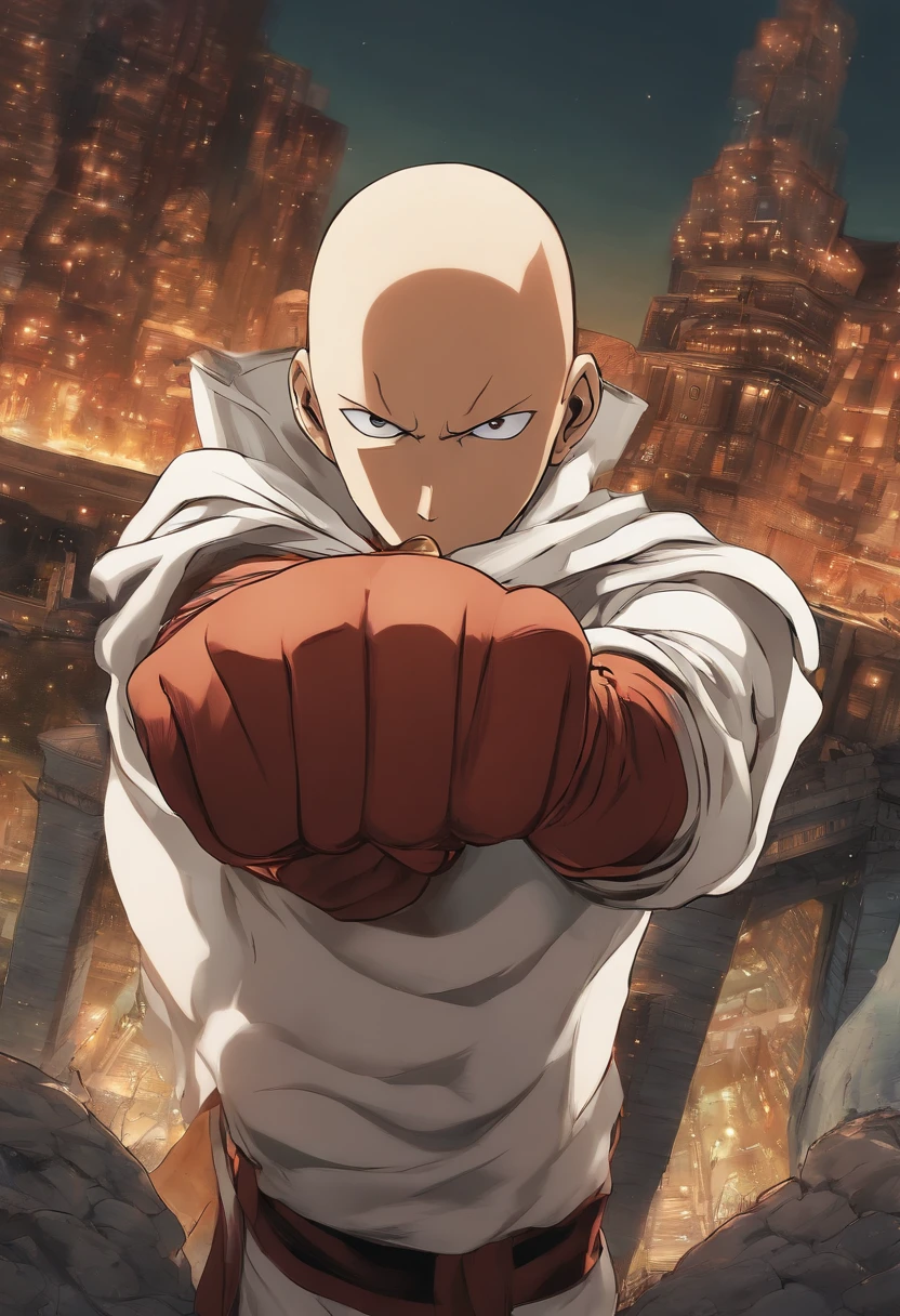 personagem do anime one punch andava pela cidade