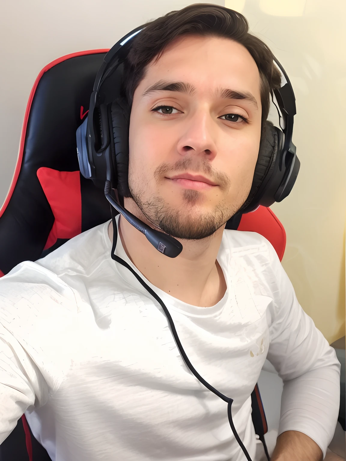 There's a man wearing headphones sitting in a chair, Streamer do Twitch / Jogador Ludwig, usando fone de ouvido para jogos, usando um fone de ouvido para jogos, Streamer do Twitch, foto de perfil 1024px, foto de perfil headshot, com fones de ouvido, com fones de ouvido, Masterpice, Anton Fadeev 8 K, Jerma 9 8 5, Jerma985, Michal, jogos