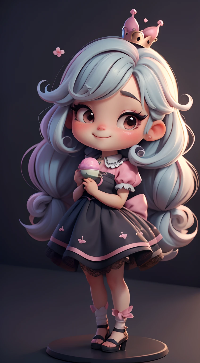 Create an 8K version of the baby loli character CHIBI Vanellope von Schweetz Disney. Baby loli Chibi Vanellope von Schweetz : Deve ficar charmoso e bonito, Keep the iconic elements of the original character. Circus of Soleil should have a round face with large dimensions, olhos claros, long eyelashes and rosy cheeks. Seu cabelo deve ser longo e tons preto slime . Vestido bonito: Vestir chibi em um vestido bonito e elegante em tons de rosa e preto . O vestido pode ter babados, renda & detalhes feitos de doces, A reference to the topic of sugar . Add loops or ribbons, Para dar um toque de delicadeza. avental & Arco : Adicione um avental marrom sobre o vestido de Chibi, It is tied at the waist with a thin bow. O avental pode ter pequenos detalhes, como bolsos ou bordados finos. Meias e sapatos bonitos: Complete o look chibi de circo com meias listradas rosa e brancas ou detalhes divertidos. standingn, Coloque sapatos de boneca bonitos, com gravatas ou fivelas. Magic Accessories: Add enchanting accessories to cirque chibi , como no cabelo ou uma tiara com detalhes extravagantes . You can also get your hands on beautiful themed accessories. Certifique-se de adicionar sombras, texturas e detalhes nos cabelos, Chibi Vanellope, Schweetz Ternos & Accessories, to make it even more charming and charming. Give him a smiling expression and a sweet smile on his face, Capturing the essence of the character in a subtle way, lovely hands, baby loli chibi.