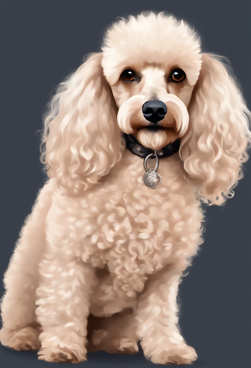 Vector art illustration of a champagne color female poodle dog, Crisp design, Spingo de magia negra, Tetradic pastel colors, Vetor 3D Studio Ghibli, Aquarela--v 5.2