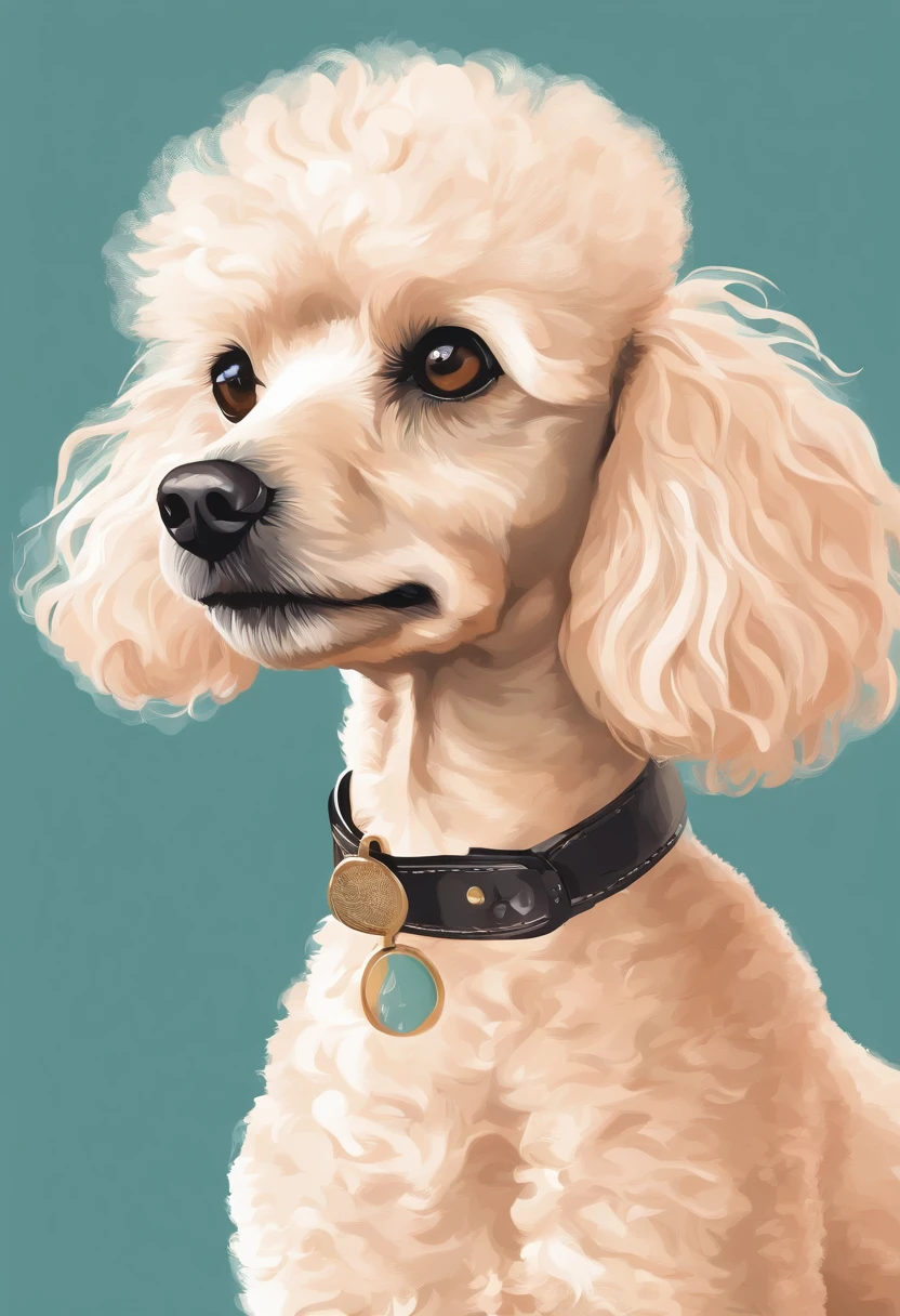 Vector art illustration of a champagne color female poodle dog, Crisp design, Spingo de magia negra, Tetradic pastel colors, Vetor 3D Studio Ghibli, Aquarela--v 5.2