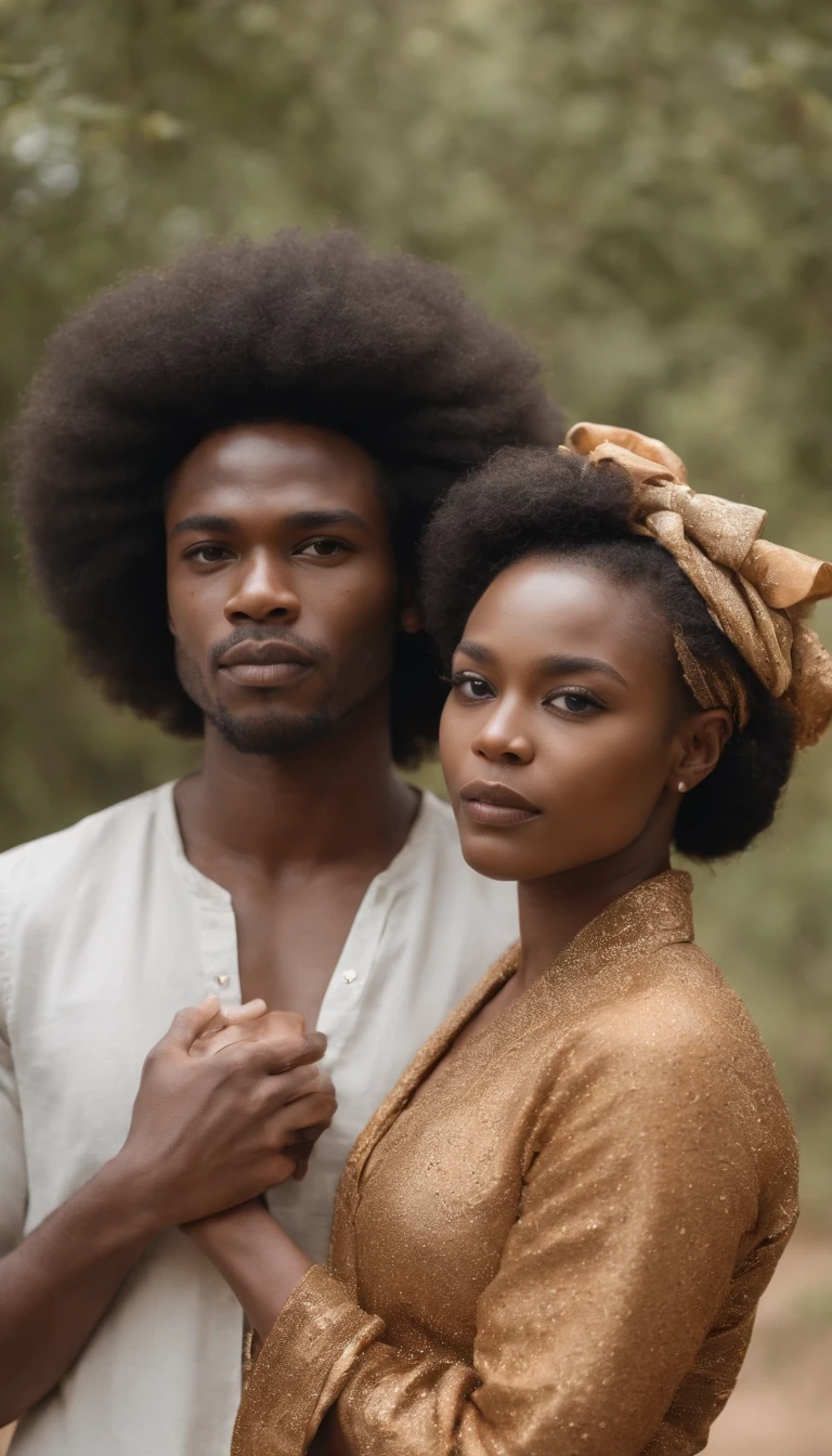 Mulheres e homens mineiros, vestindo roupas afro com instrumentos afro