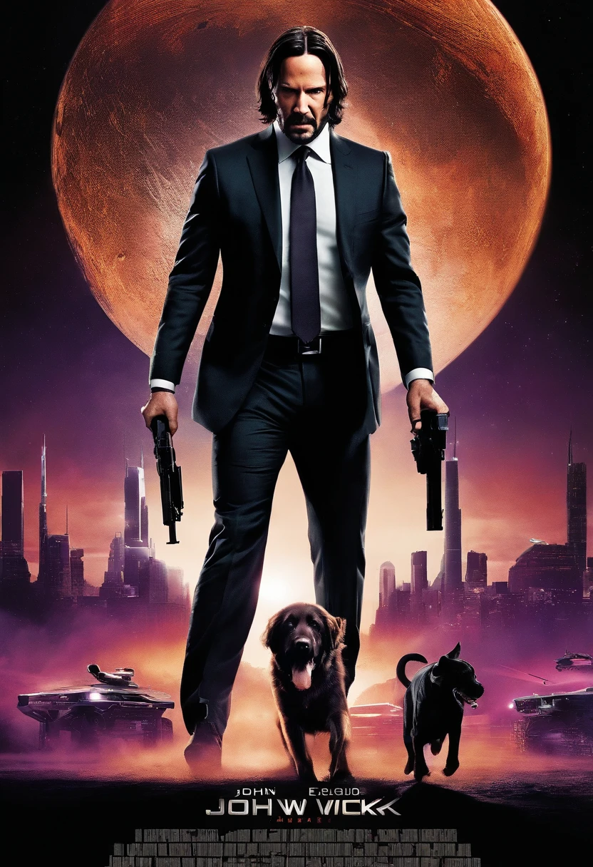In the not-so-distant future, Earth has become the center of a powerful galactic empire, Ruled by corrupt interplanetary corporations. John Wick, The Legendary Assassin, Now living quietly on a distant space station after retiring from his life of violence. No entanto, quando sua amada cadela, one of the last memories of his life on Earth, She is kidnapped by an intergalactic criminal organization, John Wick is forced back into action.

Armed to the teeth, He undertakes an audacious journey through deep space, Towards what used to be your home planet. There, he discovers that Earth is a dystopian world, escravizado e transformado em um playground para os ricos e poderosos. Determined to rescue his dog and dismantle those responsible for this new order, John Wick launches himself into a ruthless mission.

in the space, It faces numerous challenges, from spaceship duels to gunfights in the stellar vacuum. Enquanto isso, na Terra, He must infiltrate the upper echelons of corrupt corporations and spark an uprising that could change the fate of his home planet. Breathtaking action, impeccably choreographed combat scenes and a hero who knows no bounds, John Wick is about to kick off an intergalactic war for justice in a sci-fi setting that blends the dark with the grandeur of the galaxy