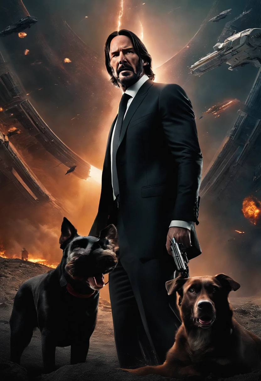 In the not-so-distant future, Earth has become the center of a powerful galactic empire, Ruled by corrupt interplanetary corporations. John Wick, The Legendary Assassin, Now living quietly on a distant space station after retiring from his life of violence. No entanto, quando sua amada cadela, one of the last memories of his life on Earth, She is kidnapped by an intergalactic criminal organization, John Wick is forced back into action.
Armed to the teeth, He undertakes an audacious journey through deep space, Towards what used to be your home planet. There, he discovers that Earth is a dystopian world, escravizado e transformado em um playground para os ricos e poderosos. Determined to rescue his dog and dismantle those responsible for this new order, John Wick launches himself into a ruthless mission.
in the space, It faces numerous challenges, from spaceship duels to gunfights in the stellar vacuum. Enquanto isso, na Terra, He must infiltrate the upper echelons of corrupt corporations and spark an uprising that could change the fate of his home planet. Breathtaking action, impeccably choreographed combat scenes and a hero who knows no bounds, John Wick is about to kick off an intergalactic war for justice in a sci-fi setting that blends the dark with the grandeur of the galaxy