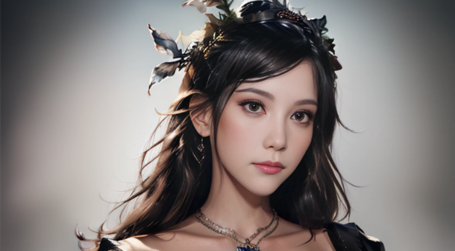 A woman with a wreath on her head and a necklace, Full body image and clothes from the Middle Ages, retrato bonito da fantasia, retrato bonito da arte da fantasia, retrato da fantasia, retrato da arte da fantasia, donzela da fantasia bonita, retrato bonito, Fantasy genre portrait, arte do retrato da fantasia, wlop intrincado, arte digital bonita, arte da fantasia bonita, donzela bonita, retrato do romantismo, ross tran 8 k, retrato muito bonito, imagem de retrato bonito