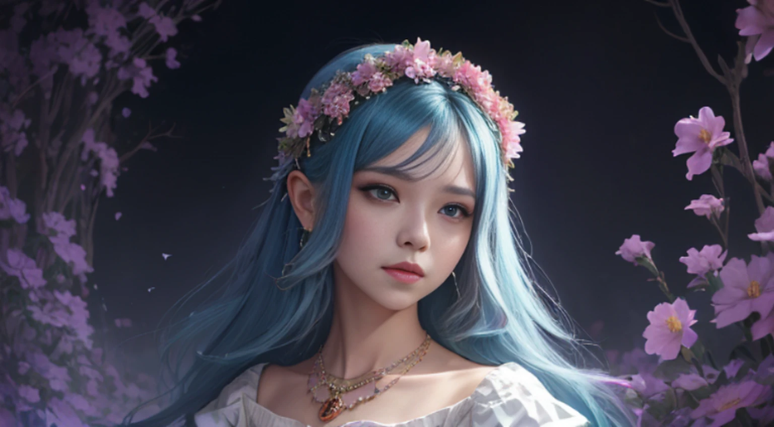 A woman with a wreath on her head and a beautiful necklace, Image of a full-length woman and clothes from the Middle Ages, retrato bonito da fantasia, retrato bonito da arte da fantasia, retrato da fantasia, retrato da arte da fantasia, donzela da fantasia bonita, retrato bonito, Fantasy genre portrait, arte do retrato da fantasia, wlop intrincado, arte digital bonita, arte da fantasia bonita, donzela bonita, retrato do romantismo, ross tran 8 k, retrato muito bonito, imagem de retrato bonito