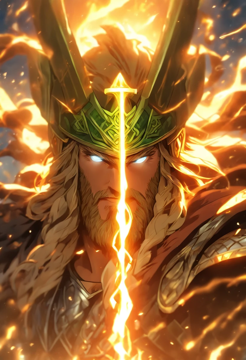 (((Ci'an))) Best quality, Ultra-high resolution, 4K detailed CG, Masterpiece,Celtic God,thunders, ,Celtic costumes,Celtic mythology, ((Celt Thor)) ,Celtic image,Aesthetics, Center on the screen