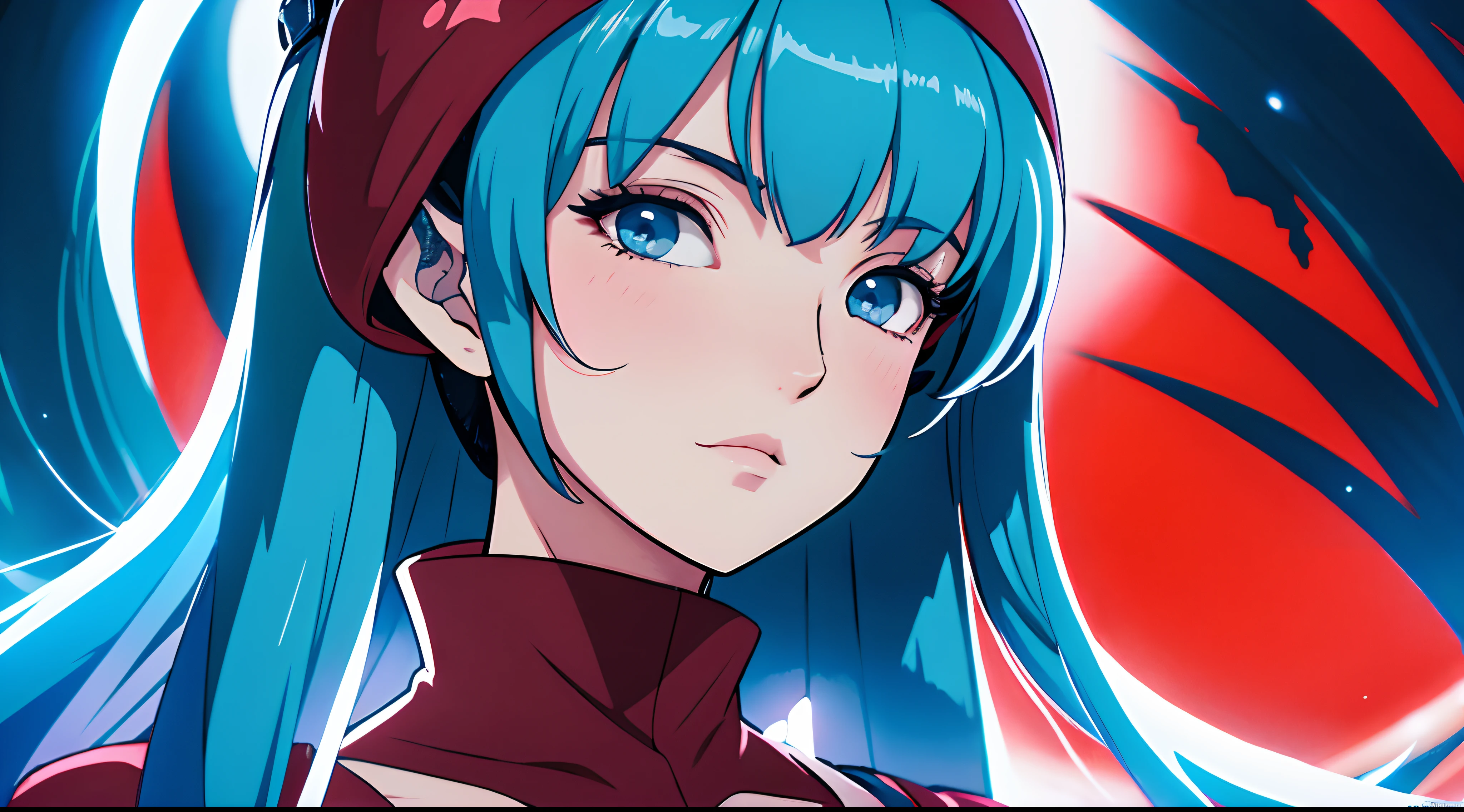 anime com cabelo azul e colete vermelho com olhos azuis, estilo anime 4K, Anime Art Wallpaper 8K, arte de anime digital detalhada, badass anime 8 k, arte de anime digital, Anime Art Wallpaper 4K, Anime Art Wallpaper 4K, arte digital estilo anime, Papel de parede anime 4k, estilo anime. 8k, 4k anime wallpapers, Anime Wallpaper 4k