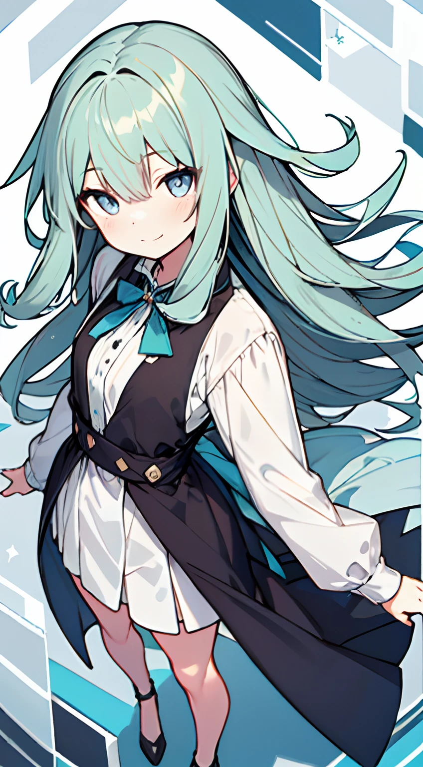 masuter piece, Best Quality,32K、Wallpaper, ultra -detail, Absurd beauty, 1beautiful girl、Big crisp eyes、Hair fluttering in the wind、Slender legs、Smaller head、miscievous smile、Angle looking down from above:1.2、♡♡♡