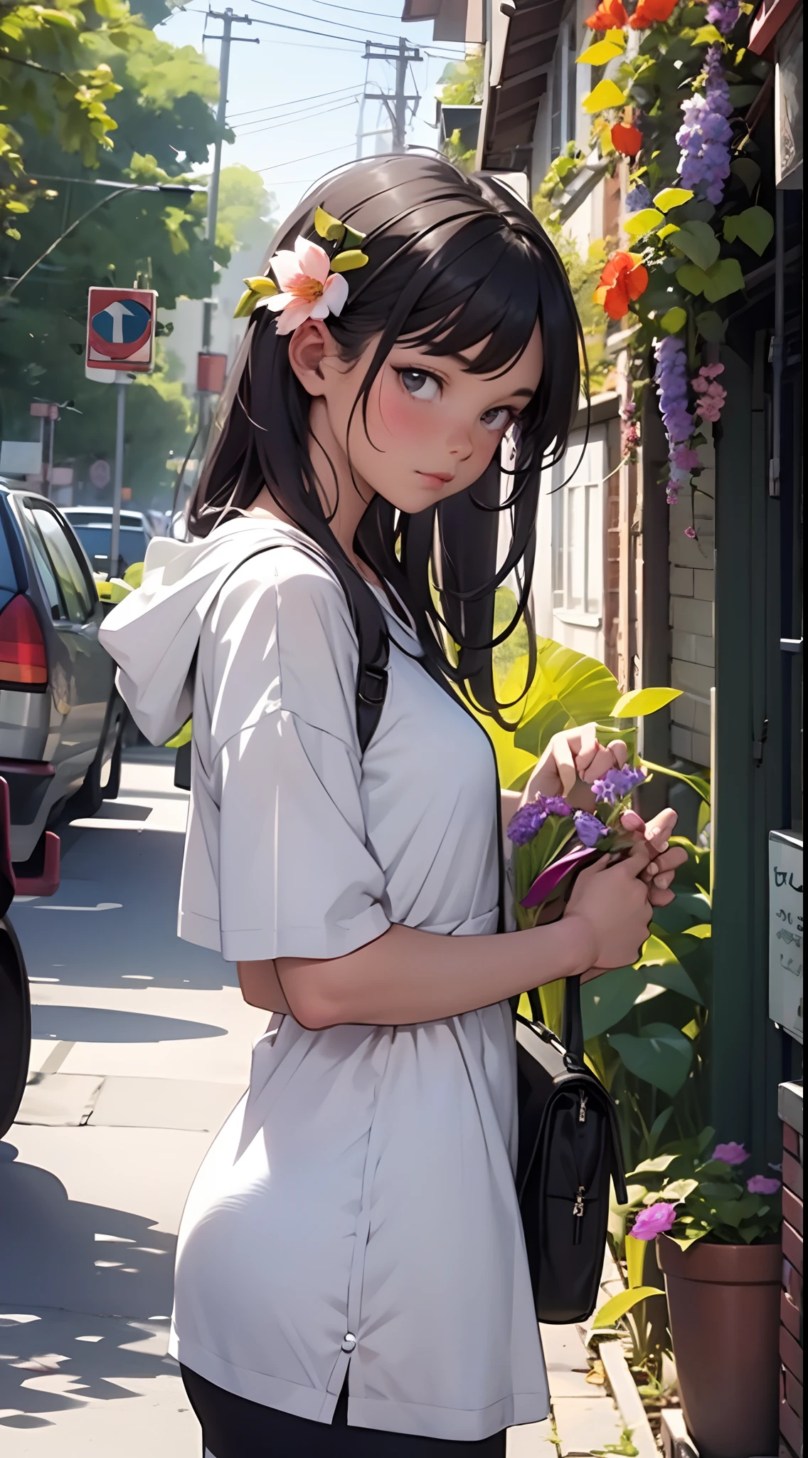 girl, flower