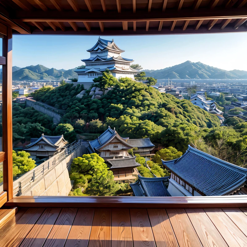 Himeji Castle a World Heritage Site, Himeji Castle a National Treasure of Japan, Himeji Castle is a hilltop Japanese castle complex situated , the finest surviving of prototypical Japanese castle architecture BREAK ((Best Quality, 8k))