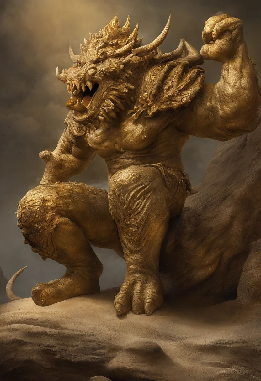 character portrait of a sexy, adult, (male:1.4), (anthro:1.2), diablos, scalie, horns, (tusks), winged arms, retracted wings, thin, hi res, soft shading, detailed eyes, beautiful eyes, good anatomy, detailed scales, 1tail, tail, cinematic lighting, by woolrool, crayon \(artist\), buta99, (detailed scales, scales, detailed scale texture), detailed background, outdoors, pink sclera, purple eyes, tan scales, tailcase, desert, athletic, breasts, nipples, penis, balls, big penis, big balls, uncut, foreskin, head turned, raised horns, feet, big feet, soles, big soles, padded soles, humanoid feet, plantigrade,