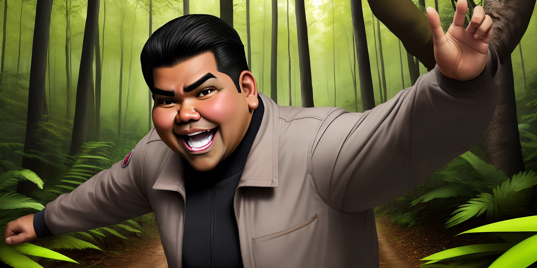 hyper realistic George lopez in the Forest