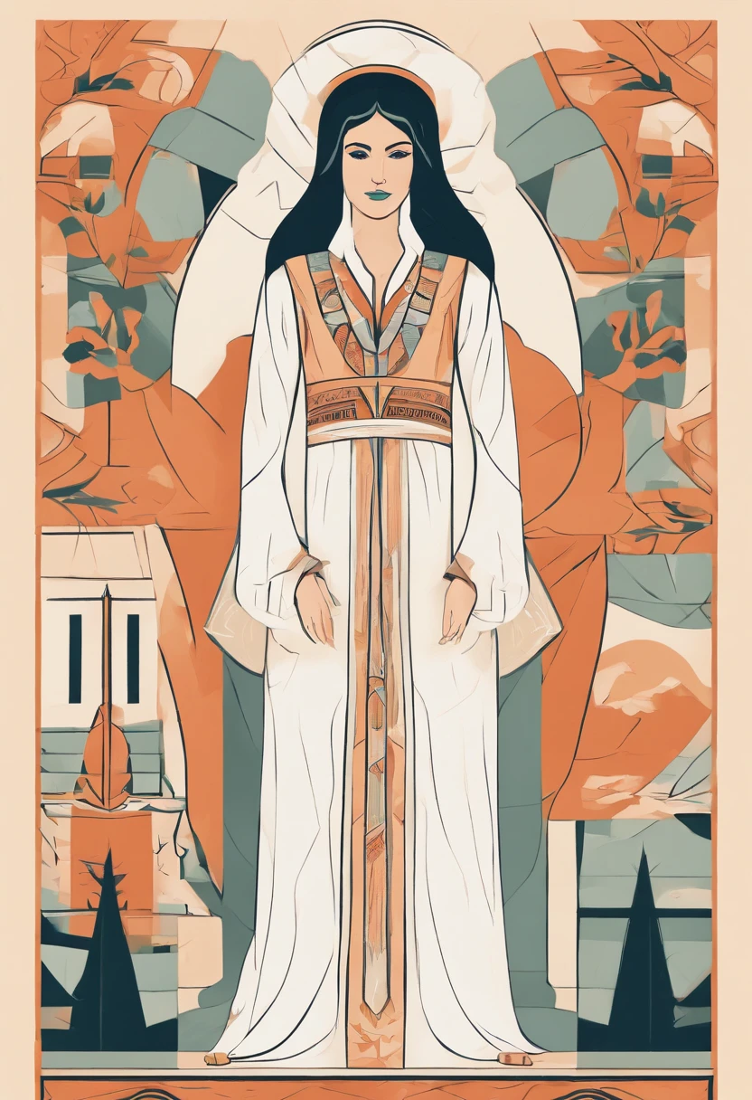 a full-length woman dressed in ancient israeli clothing