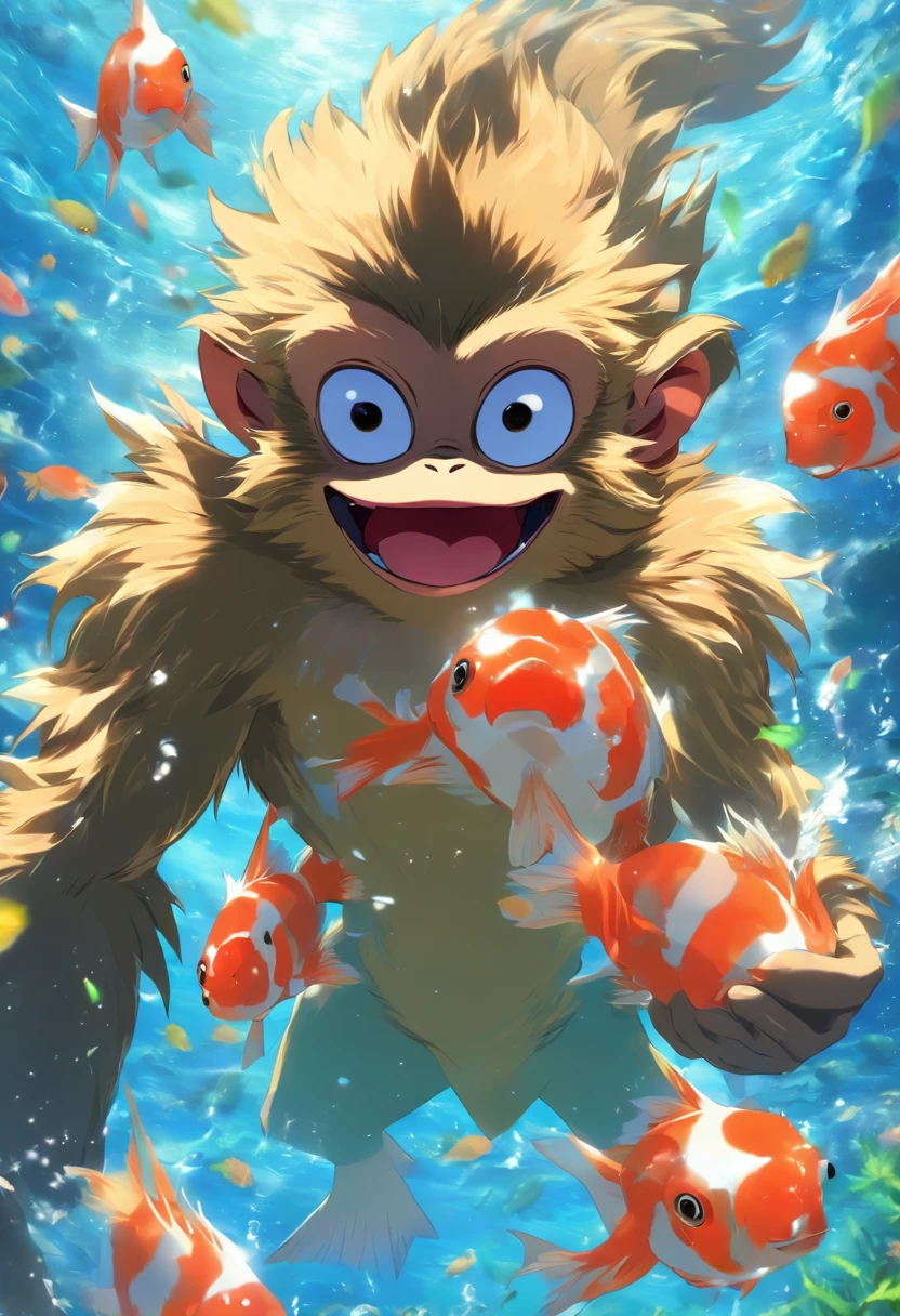 Macaco com o corpo de um peixe