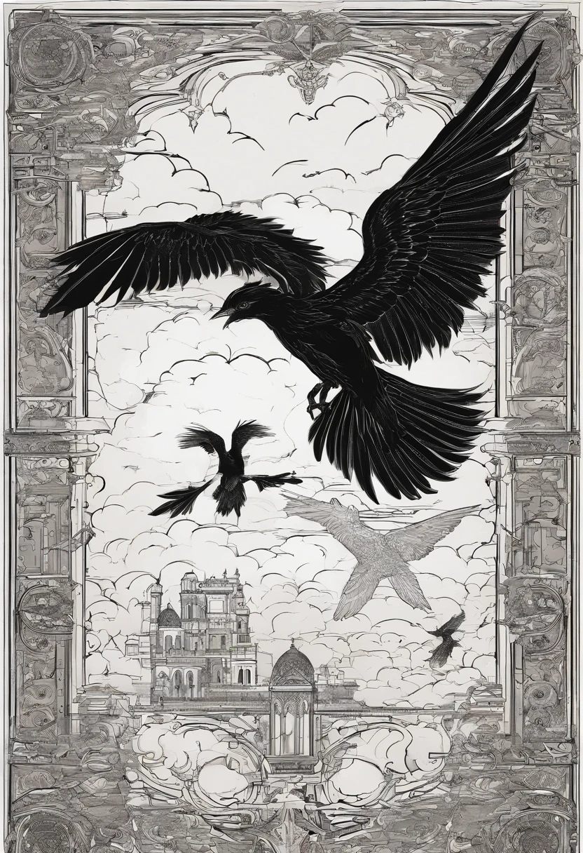 Birds in flight，Free clouds