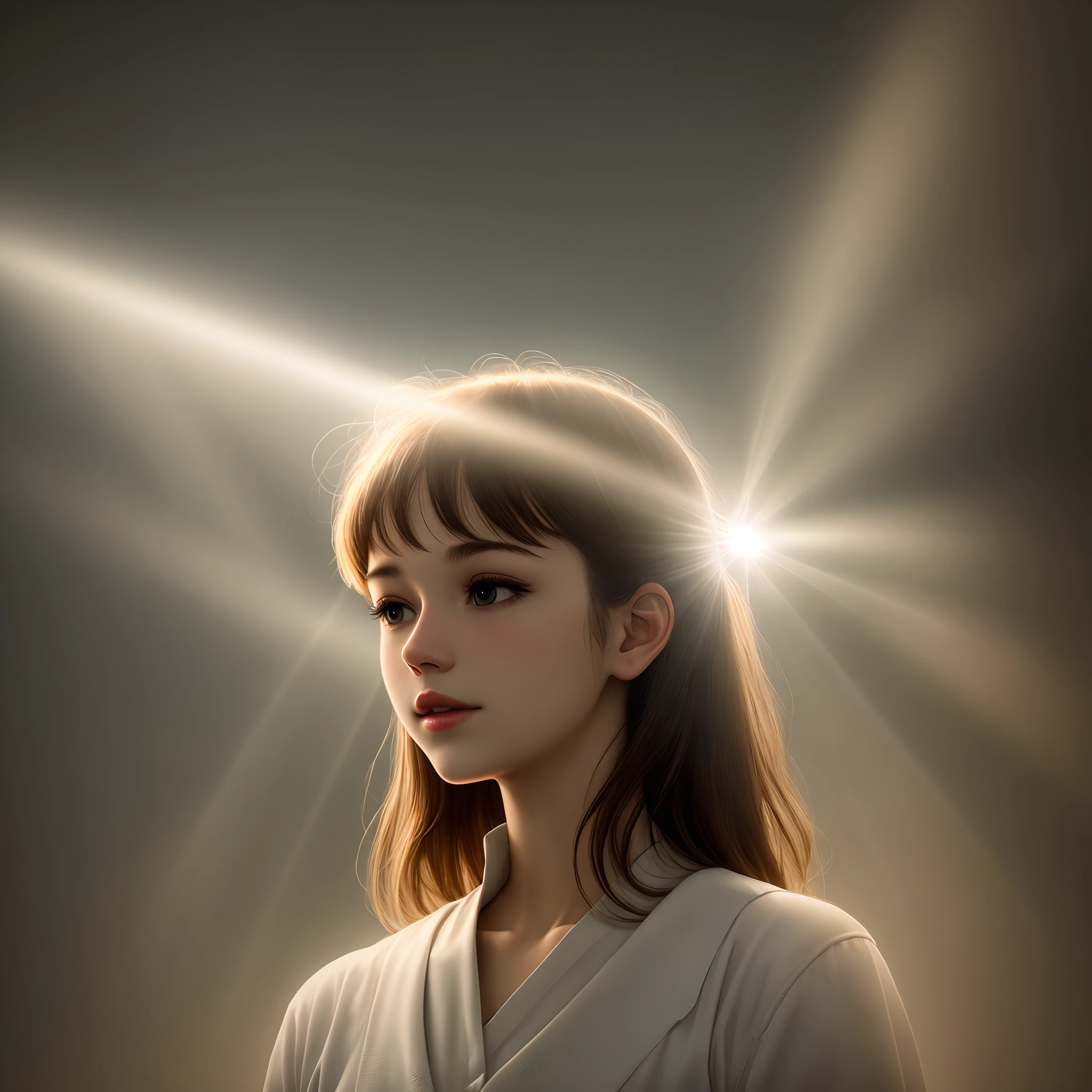 Light rays shining on person