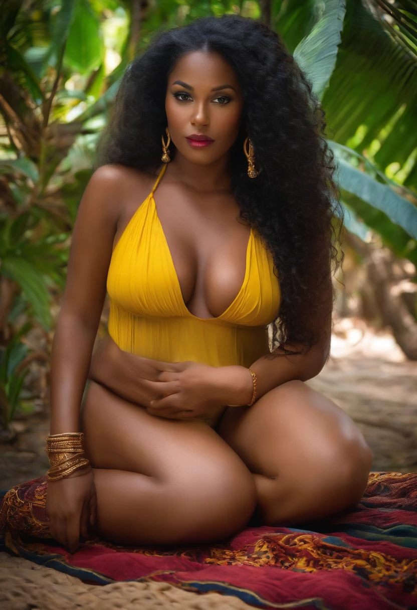 Femme nue, gros seins, Thick vulva, mulatre, Caribbean