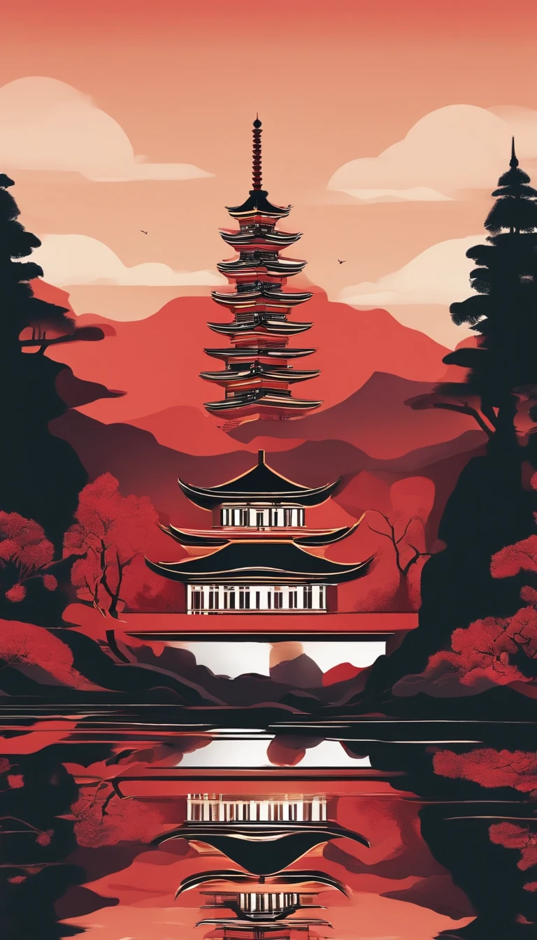 4K,Graphic design,Geometric composition,Landmarks and views of Sichuan, China,A landmark of Chengdu, poster for, Fresh style background, Attractive,Ultra HD,tmasterpiece,romanticism lain, Minimalism, Close-up, 8K,ccurate, Best quality, hyper HD