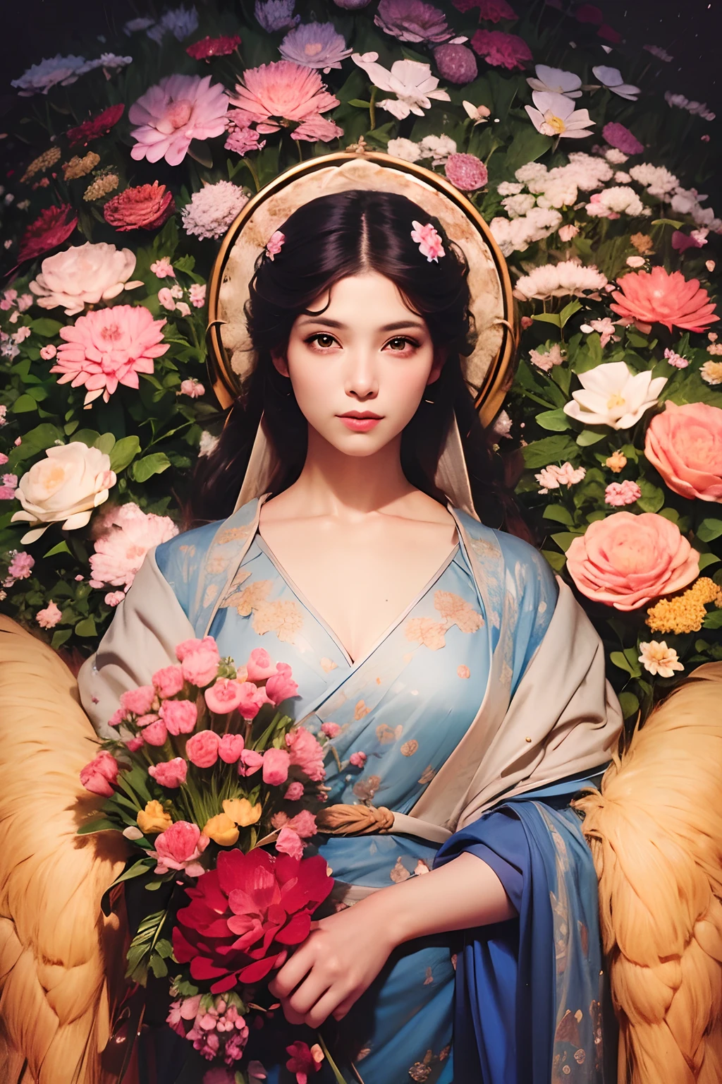 Arte inspirada no estilo do artista U-jin,eyesight, (three tas: 2) Stable diffusion is the best image quality, Morning sunshine, Spring scenery, orvalho e flores, cabelo voador, Vivendo em uma terra de sonhos de cogumelos e contos de fadas, Viajando, Executando, e rindo. caminho da floresta