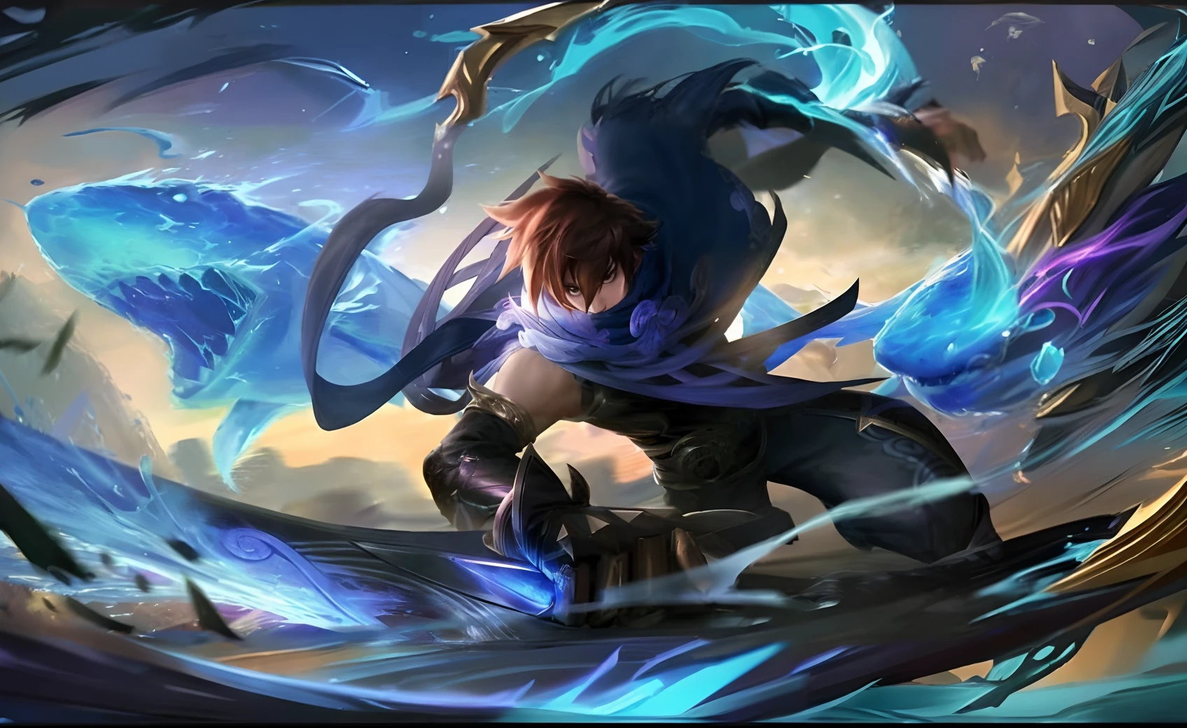 a close up of a person with a sword and a blue dress, league of legends character, ezreal (league of legends, arcane jayce, from league of legends, league of legends arcane, style of league of legends, style league of legends, zenra taliyah, splash art, taliyah, league of legends champion, arcane league of legends