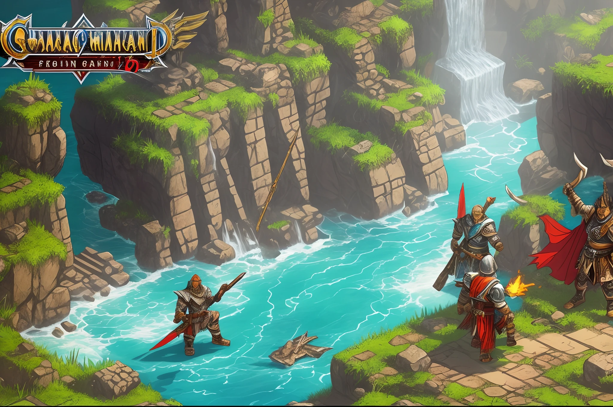 "Ragnarok" mmorpg as Final Fantasy III,characters gaming of Knight and Wizard and Priest and and Hunter,battle scene ,fighting with Boss Orc-Hero (costume Mayan armor and Indian red skin), SD style ,cartoon water painting , in famicom pixel game artwork. 2D graphics. 8bit. Supernatural --auto --s2