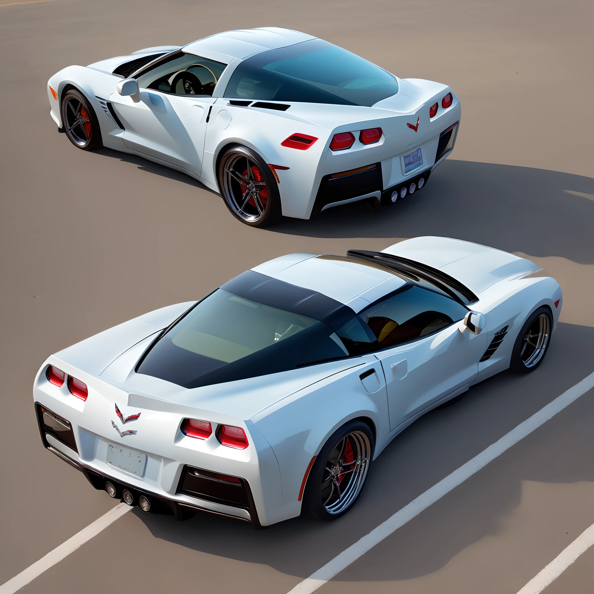 2008 Chevrolet Corvette with 8 spoke black rims with duckbill spoiler and side exit exhaust