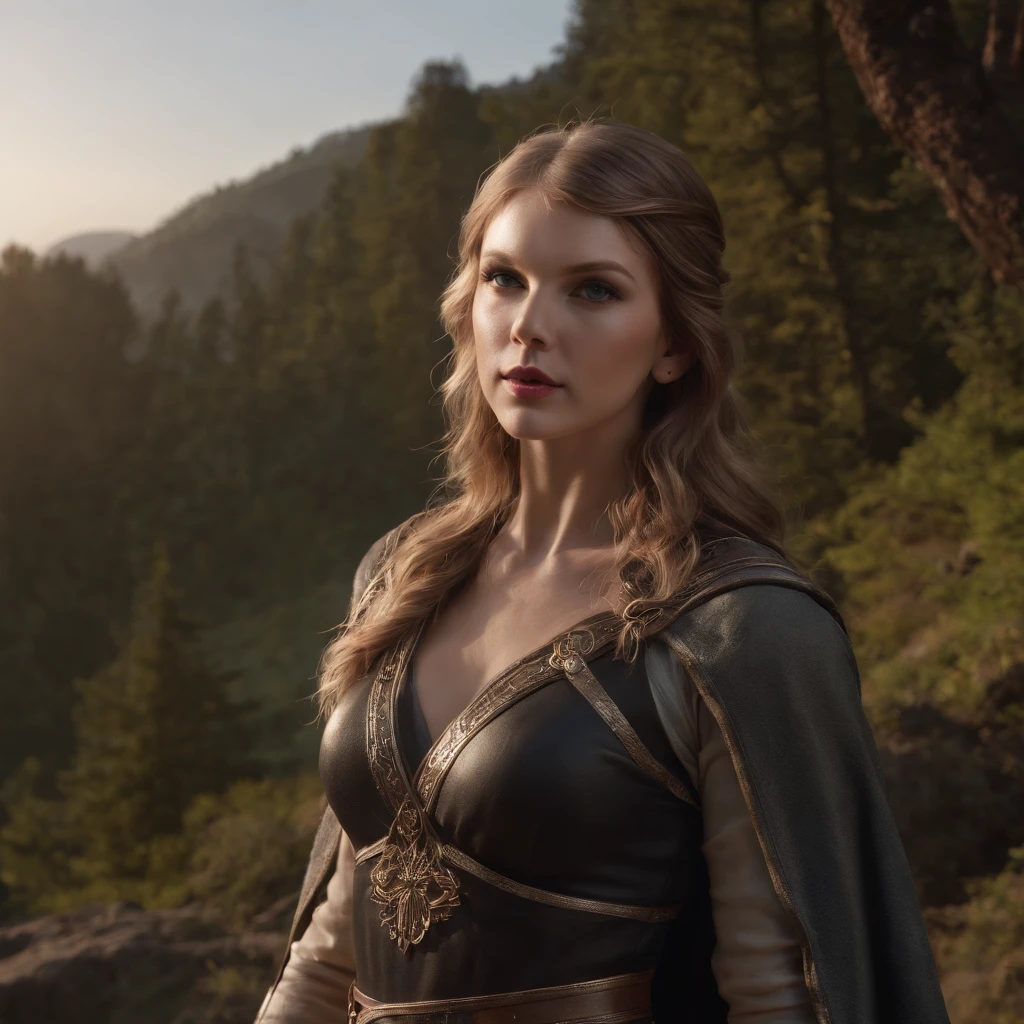 Taylor Swift the American pop singer as a "Sith" character from Star Wars. Fierce looking at camera. medium full shot, model photography in a dynamic pose. wears a utility jedi belt. backdrop is a mystical forest. she has red lighsaber. Dramatic cinematography, star wars style poster. 8K, looking at camera, sc-fi photography, high definition, eye-catching detail. 8k, HD, cinematography, photorealistic, epic composition, Unreal Engine, Cinematic, Color Grading, Ultra-Wide Angle, Depth of Field, hyper-detailed, beautifully color-coded, insane details, intricate details, beautifully color graded, Unreal Engine, Cinematic, Color Grading, Editorial Photography, Photography, Photoshoot, Depth of Field, DOF, White Balance, 32k, Super-Resolution, Megapixel, ProPhoto RGB, VR, Halfrear Lighting, Backlight, Natural Lighting, Incandescent, Optical Fiber, Moody Lighting, Cinematic Lighting, Studio Lighting, Soft Lighting, Volumetric, Contre-Jour, Beautiful Lighting, Accent Lighting, Global Illumination, Screen Space Global Illumination, Ray Tracing Global Illumination, Optics, Scattering, Glowing, Shadows, Rough, Shimmering, Ray Tracing Reflections, Lumen Reflections, Screen Space Reflections, Diffraction Grading, Chromatic Aberration, GB Displacement, Scan Lines, Ray Traced, Ray Tracing Ambient Occlusion, Anti-Aliasing, FKAA, TXAA, RTX, SSAO, Shaders, OpenGL-Shaders, GLSL-Shaders, Post Processing, Post-Production, Cel Shading, Tone Mapping, CGI, VFX, SFX, insanely detailed and intricate, hypermaximalist, elegant, hyper-realistic, super detailed, dynamic pose, photography --v 5.2 --ar 3:4