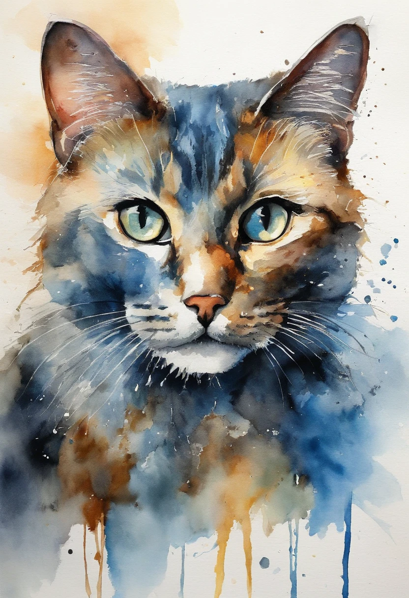 Cats、Shining eyes、Black eyes、Blue hair
