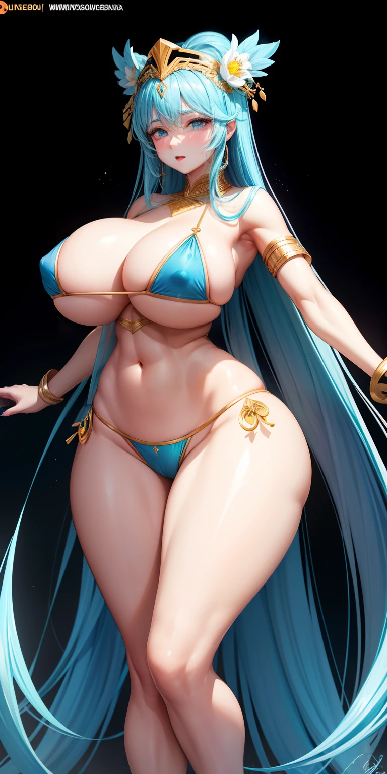 Xumera, Goddess Of Funerals (Her figure is very sexy,super huge boobs,Heavy breasts,super Micro Bikini,white super micro bikini,Her legs were spread)