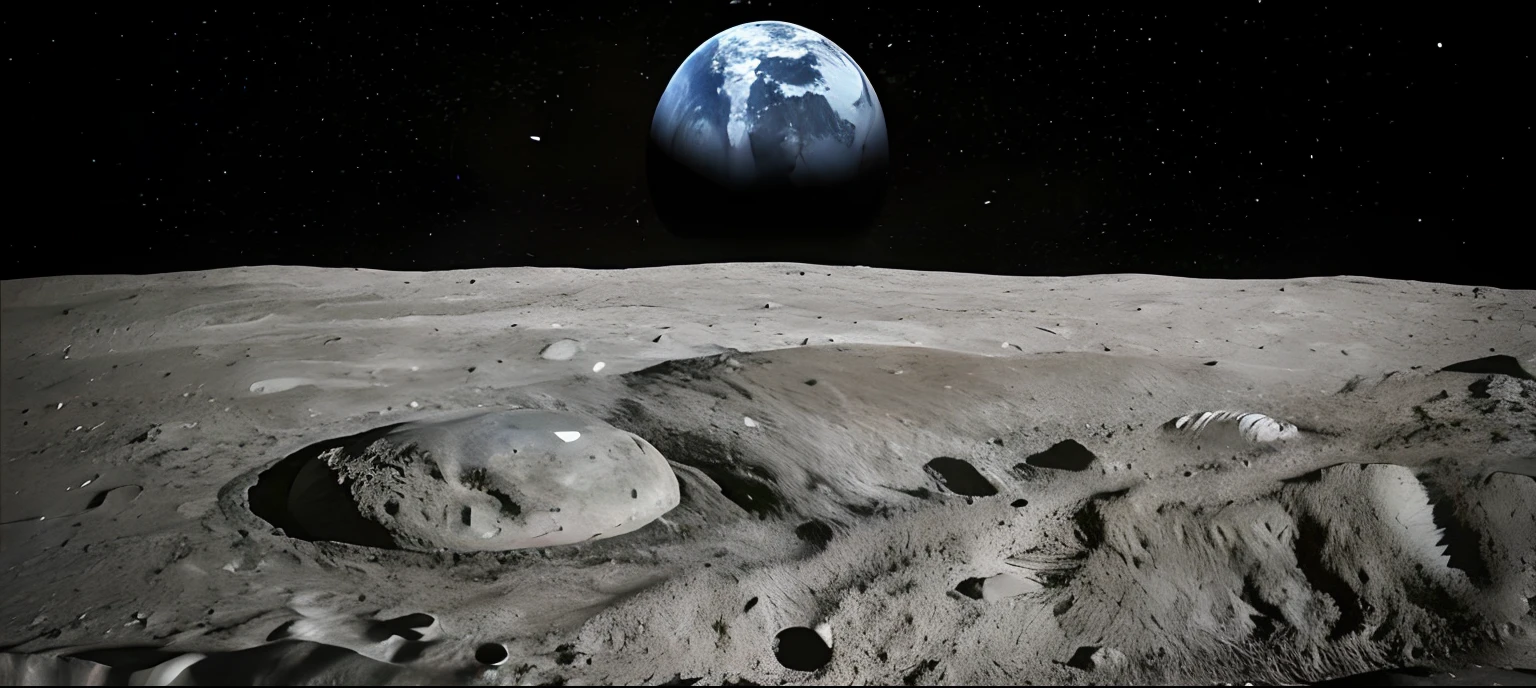 A closeup of a view of Earth from the Moon, Surface of the Moon, Background of the surface of the Moon, Standing on the Moon, Lunar Scenery, on the surface of the moon, Na lua, Lua colide com a Terra, Paisagem lunar, A Lua colide com a Terra, solo lunar, na lua, Lua atingindo a Terra, base da lua, com a terra ao fundo