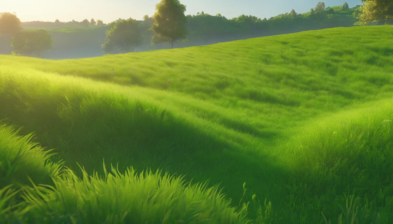 green fields with swaying grass