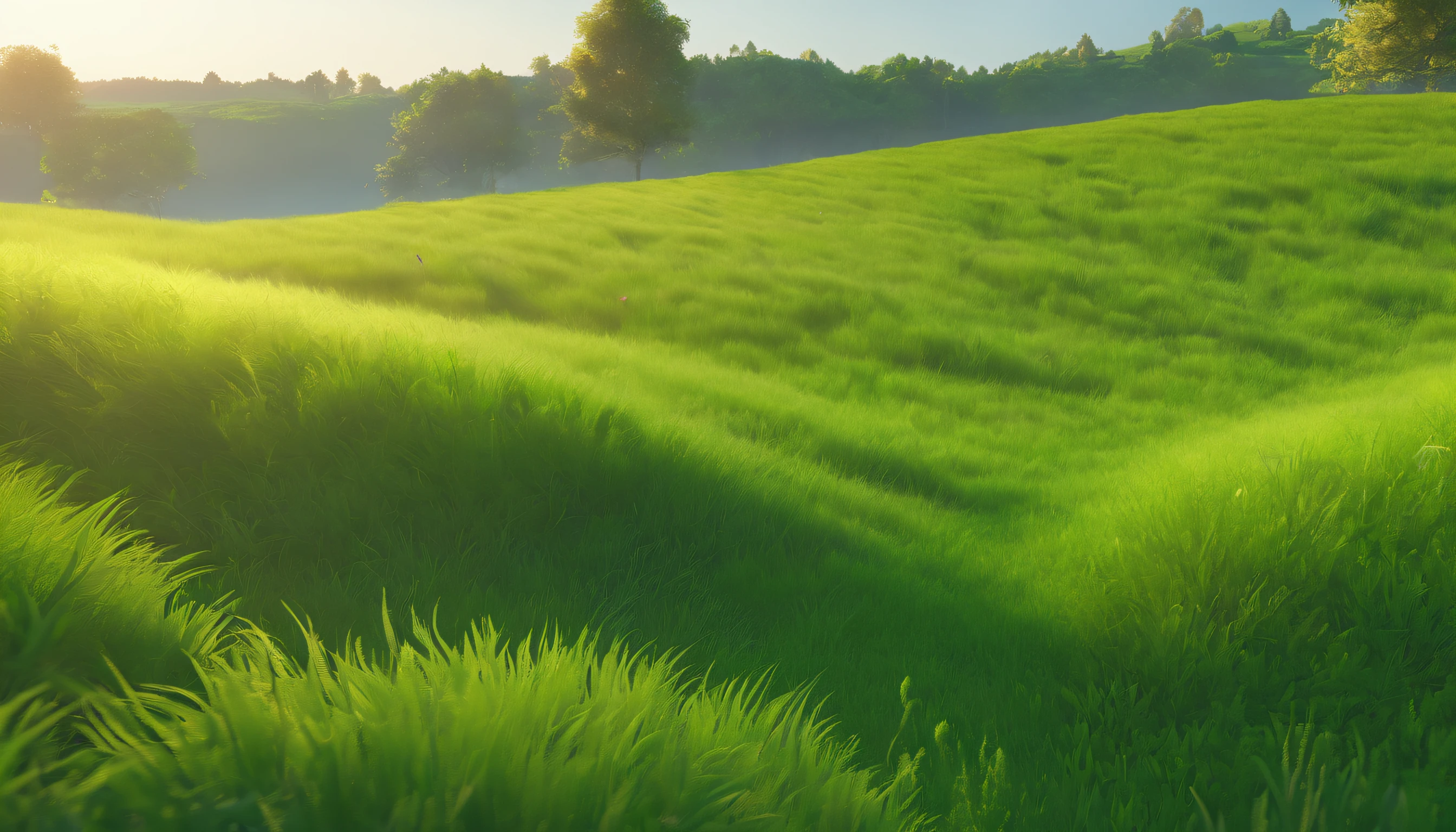 green fields with swaying grass